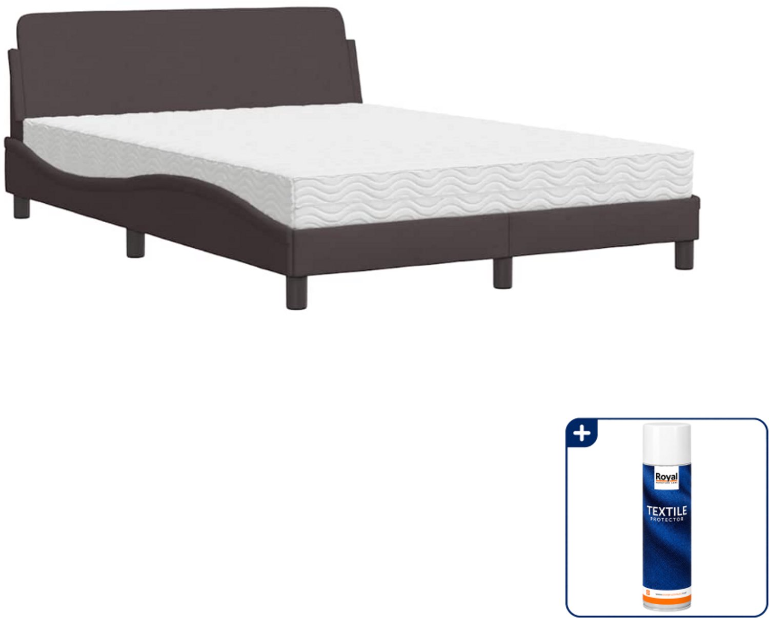 vidaXL Dover bed met matras - 120 x 200 cm - donkerbruin - Inclusief textielbeschermer 500 ml Wit
