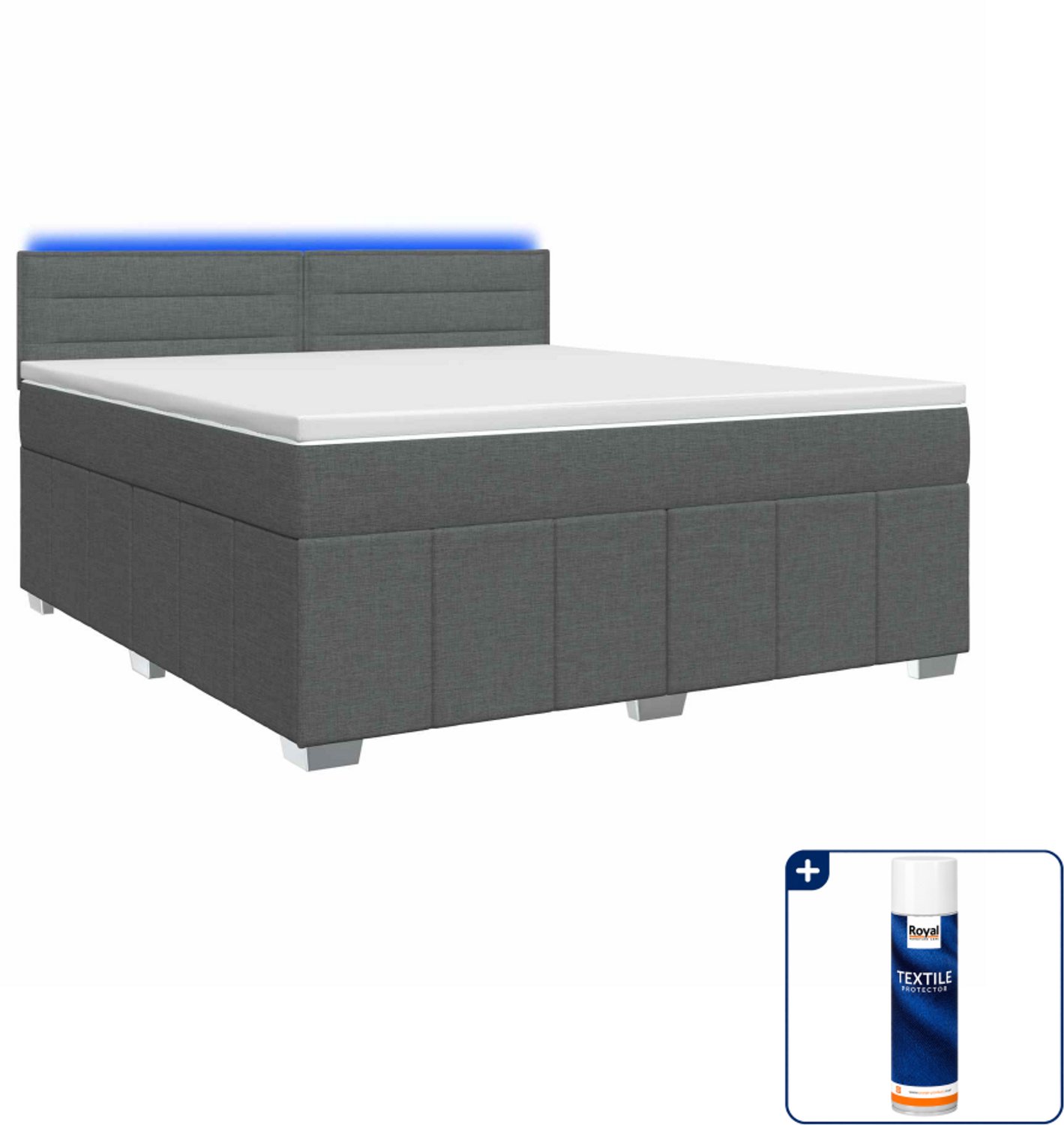 vidaXL boxspringbed - queensize 160 x 200 cm - donkergrijs - Inclusief textielbeschermer 500 ml Donker Grijn