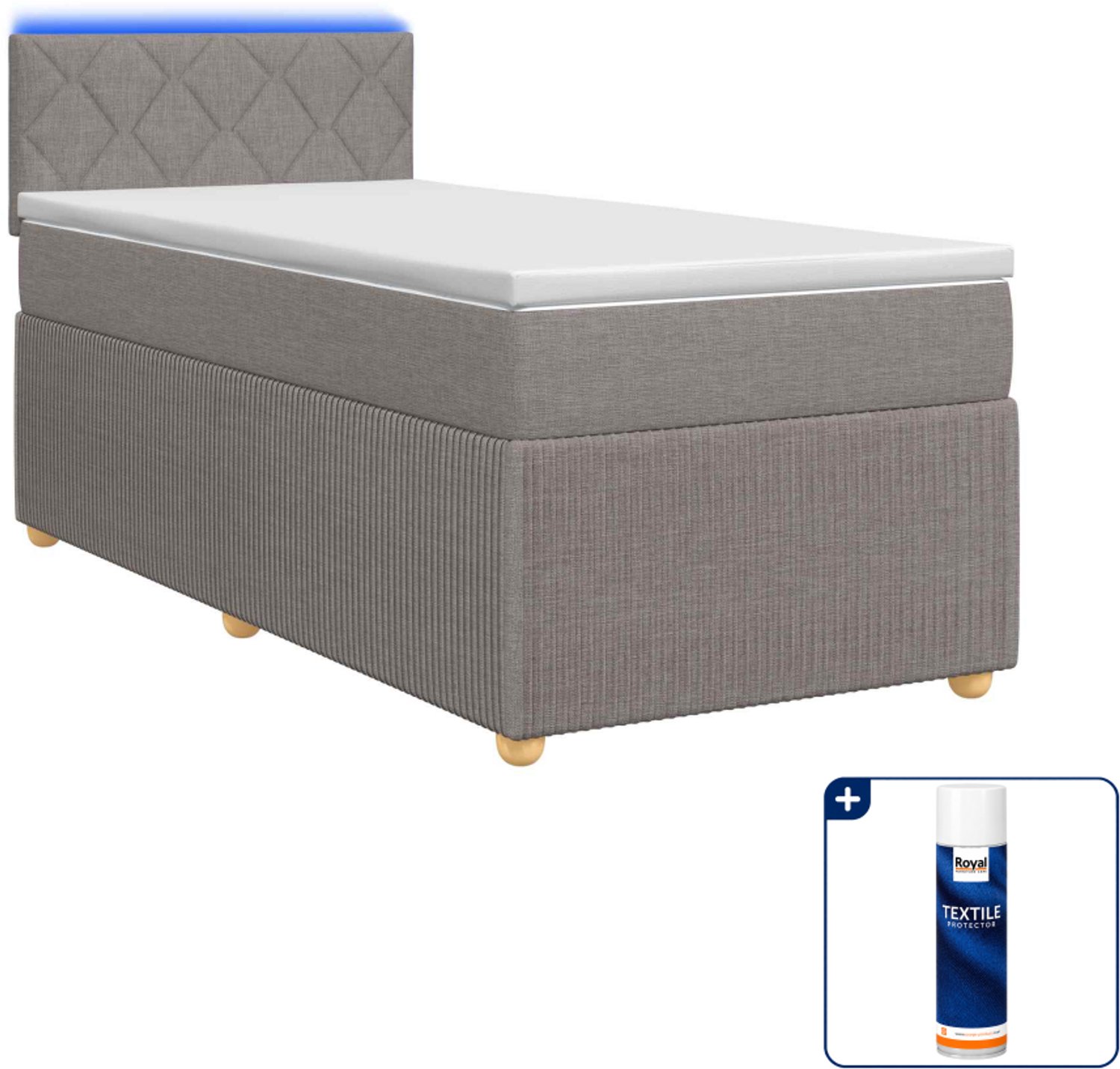 vidaXL boxspringbed met matras - 100 x 200 cm - taupe - Inclusief textielbeschermer 500 ml