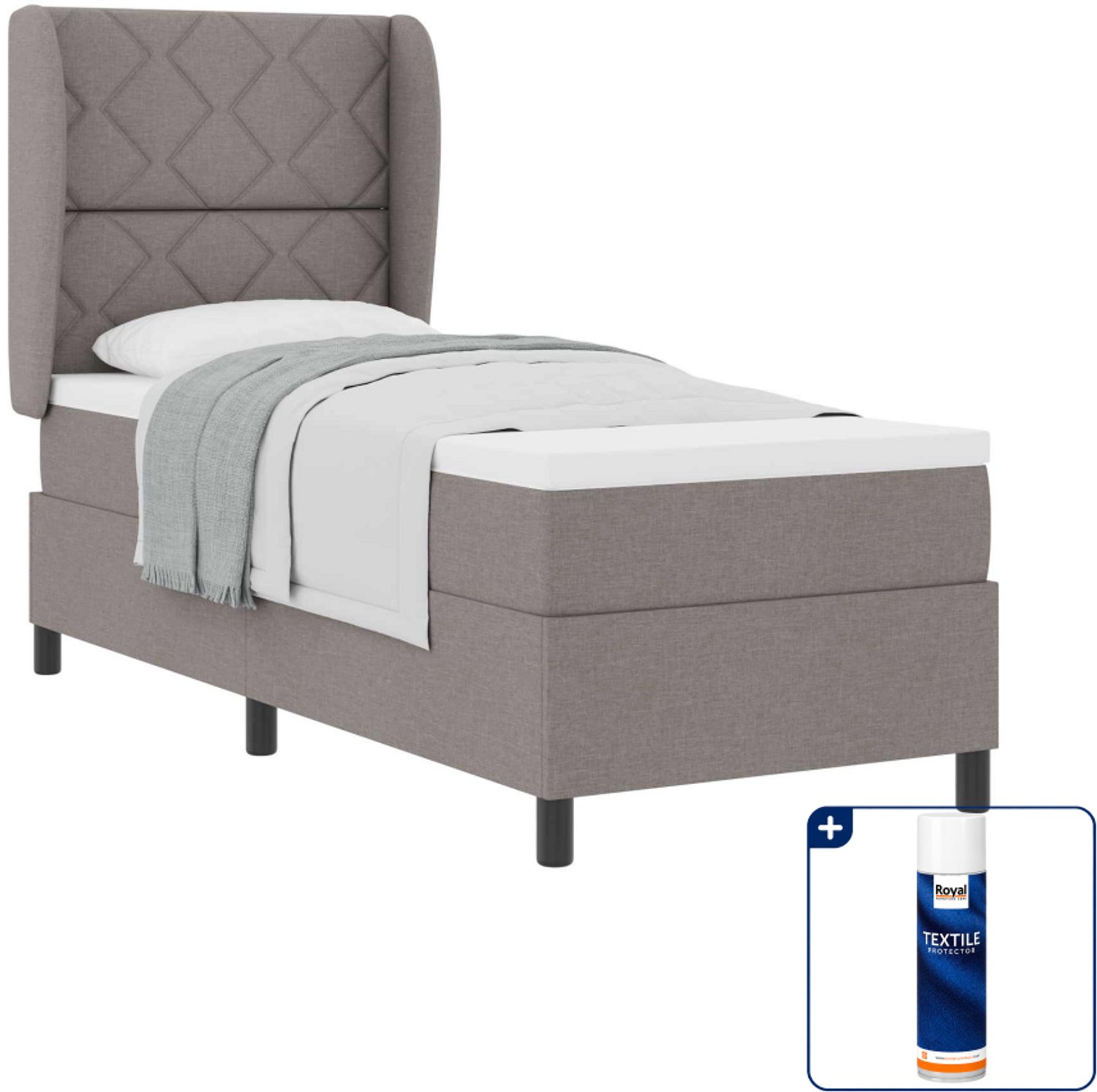 vidaXL boxspring - 80 x 200 cm - stof - taupe - Inclusief textielbeschermer 500 ml