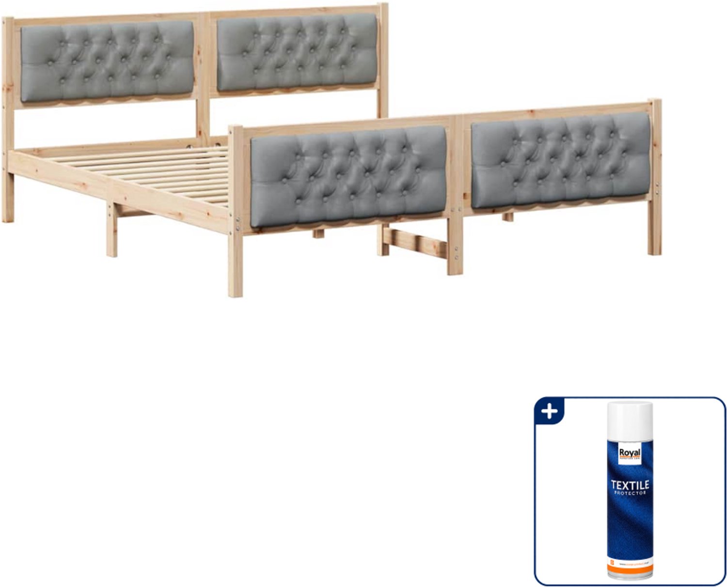 vidaXL bedframe - Queensize - 160 x 200 cm - lichtgrijs - Inclusief textielbeschermer 500 ml Bruin