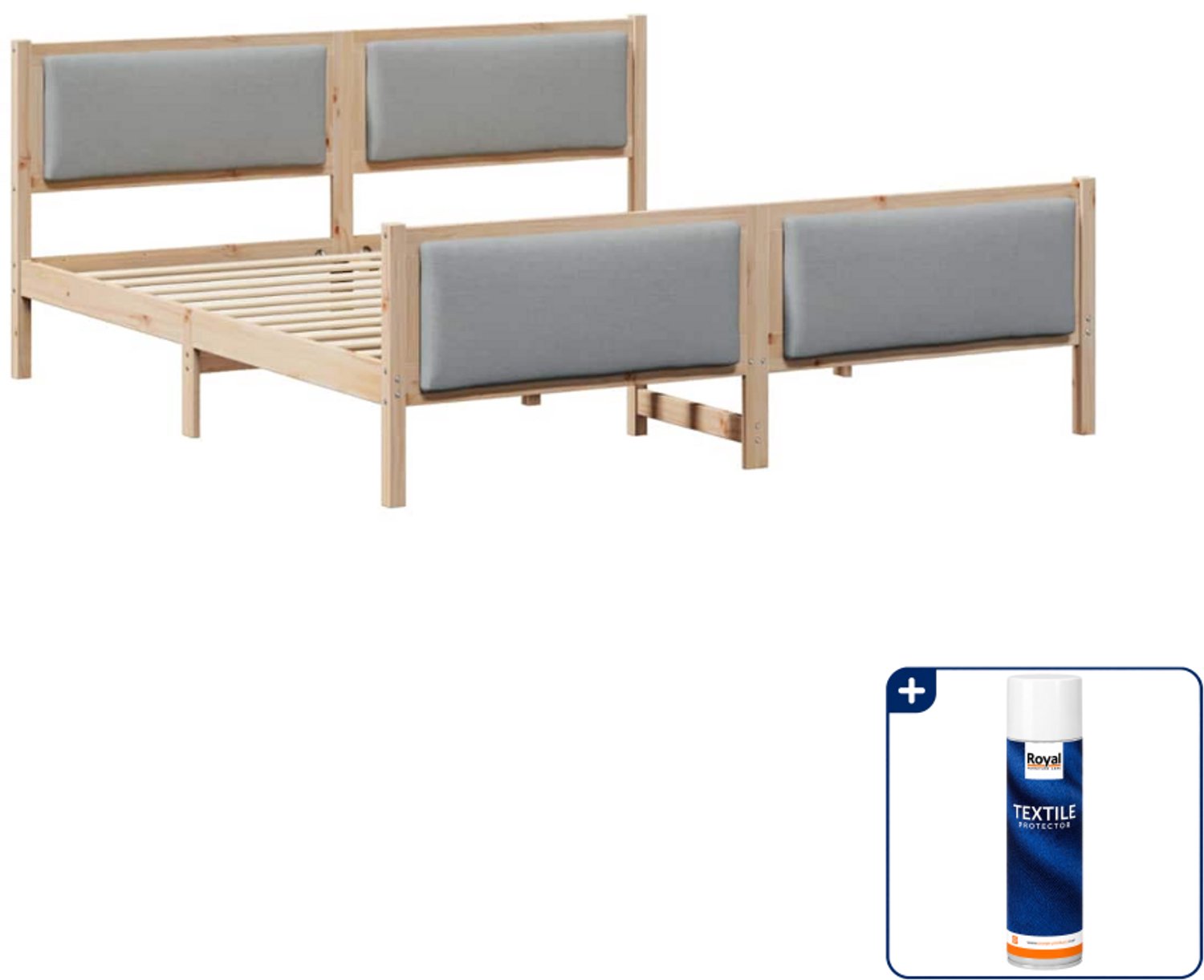 vidaXL bedframe - Kingsize - 180 x 200 cm - lichtgrijs - Inclusief textielbeschermer 500 ml Crème
