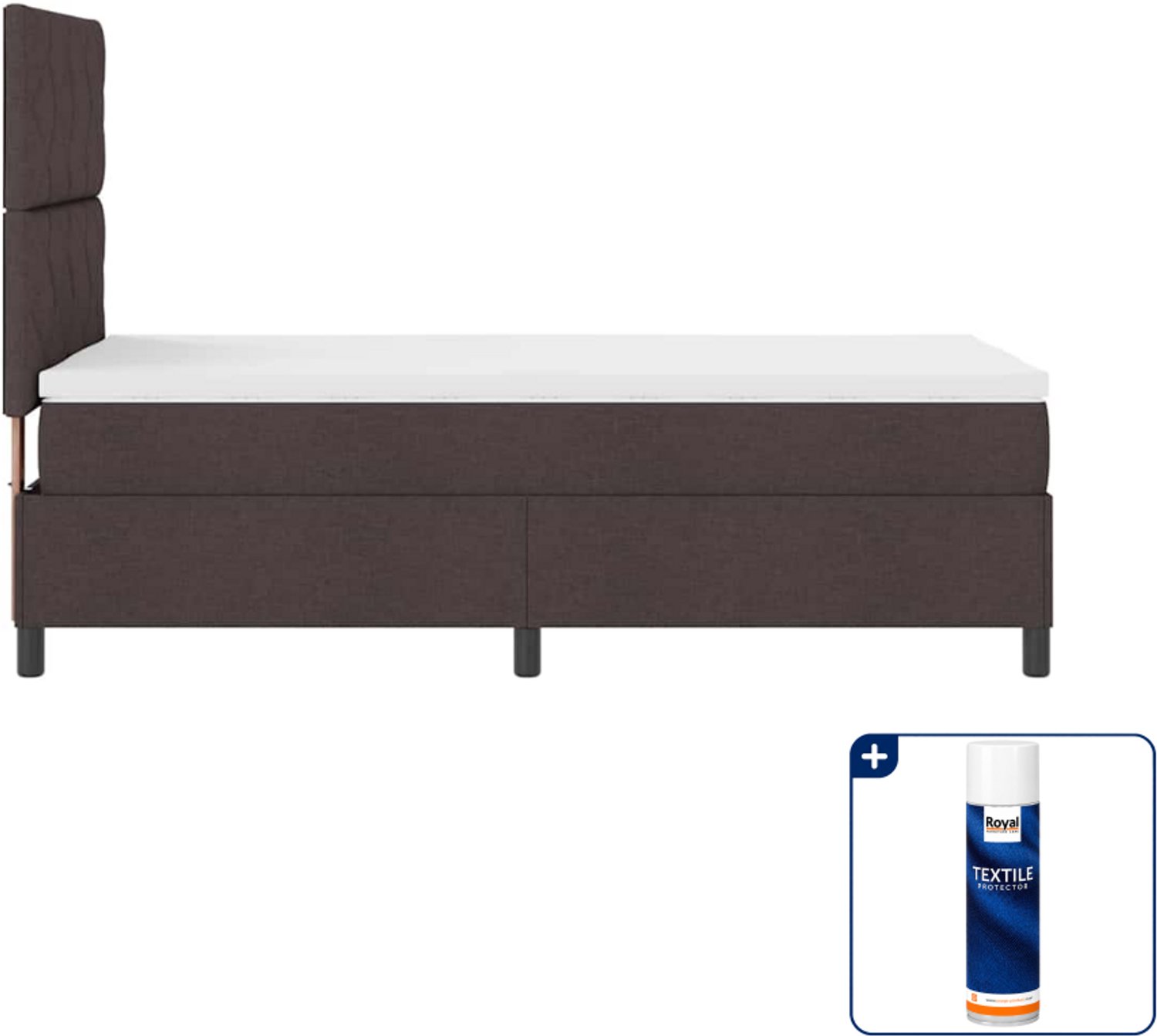 vidaXL boxspringbed - 100 x 200 cm - donkerbruin - Inclusief textielbeschermer 500 ml