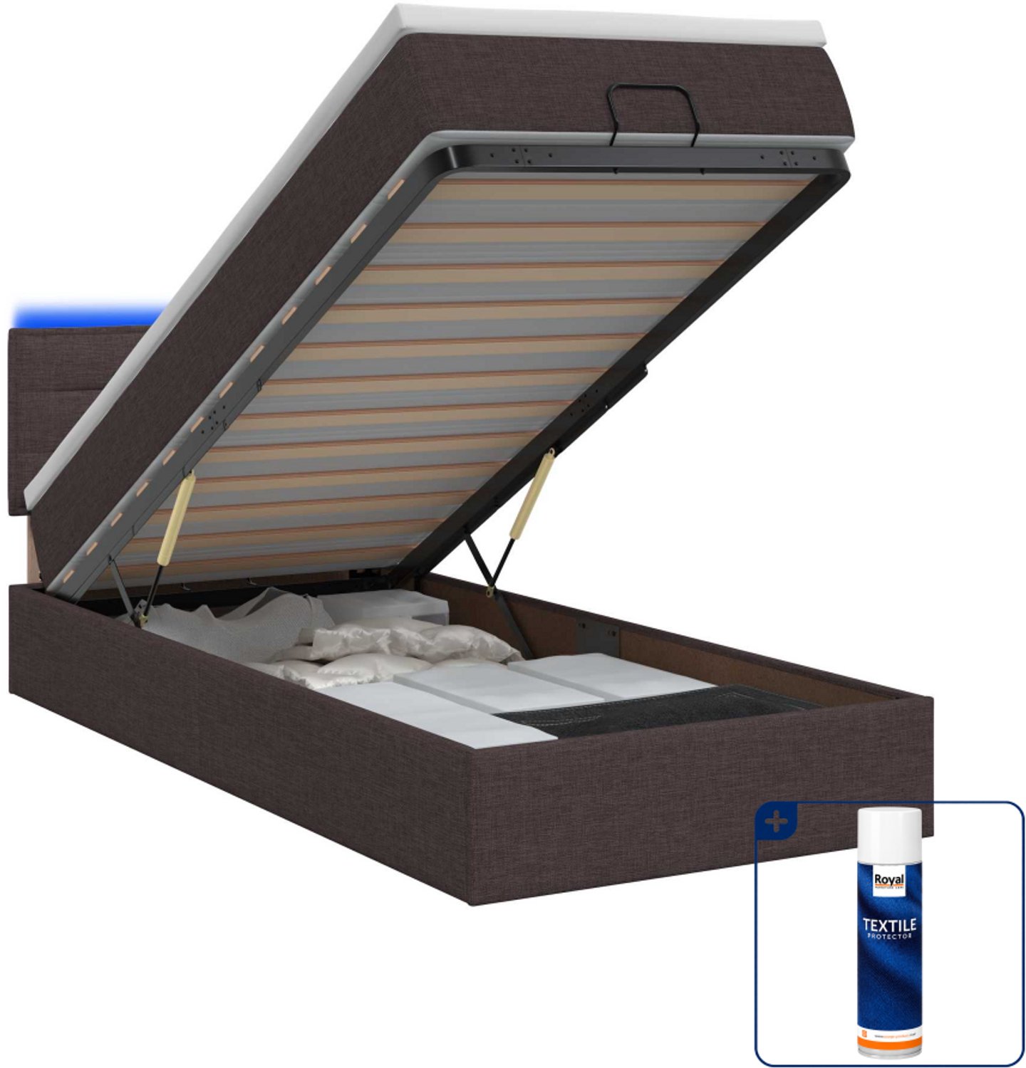 vidaXL ottoman bed - 90 x 200 cm - donkerbruin - Inclusief textielbeschermer 500 ml