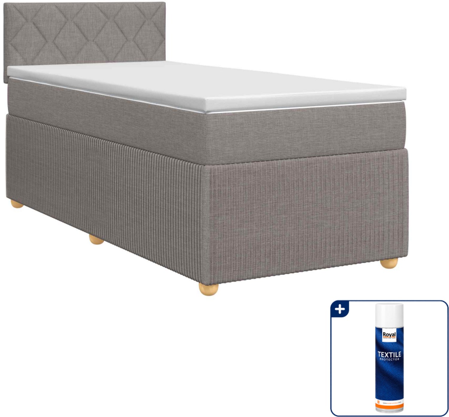 vidaXL boxspringbed - 90 x 190 cm - taupe - Inclusief textielbeschermer 500 ml