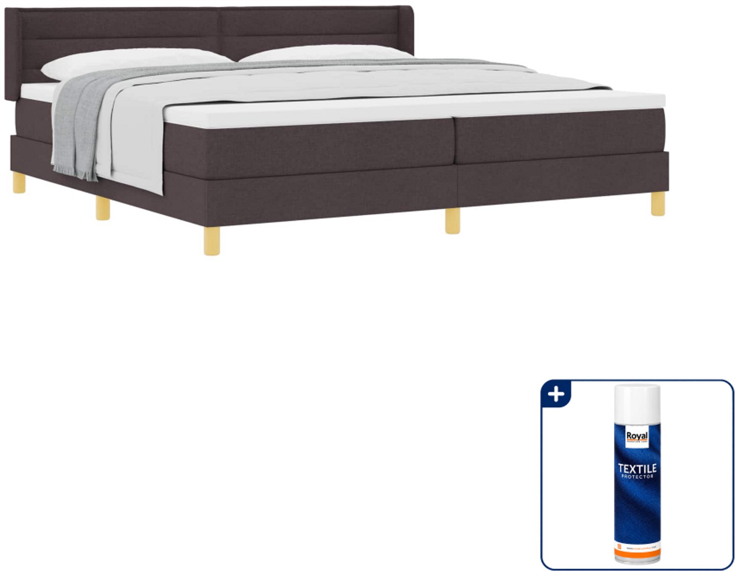vidaXL boxspringbed met matras - 200 x 200 cm - stof - donkerbruin - Inclusief textielbeschermer 500 ml
