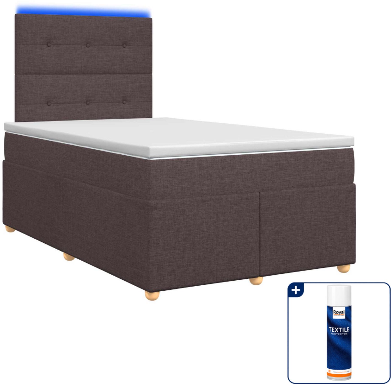 vidaXL boxspringbed met matras - 120 x 200 cm - donkerbruin - Inclusief textielbeschermer 500 ml