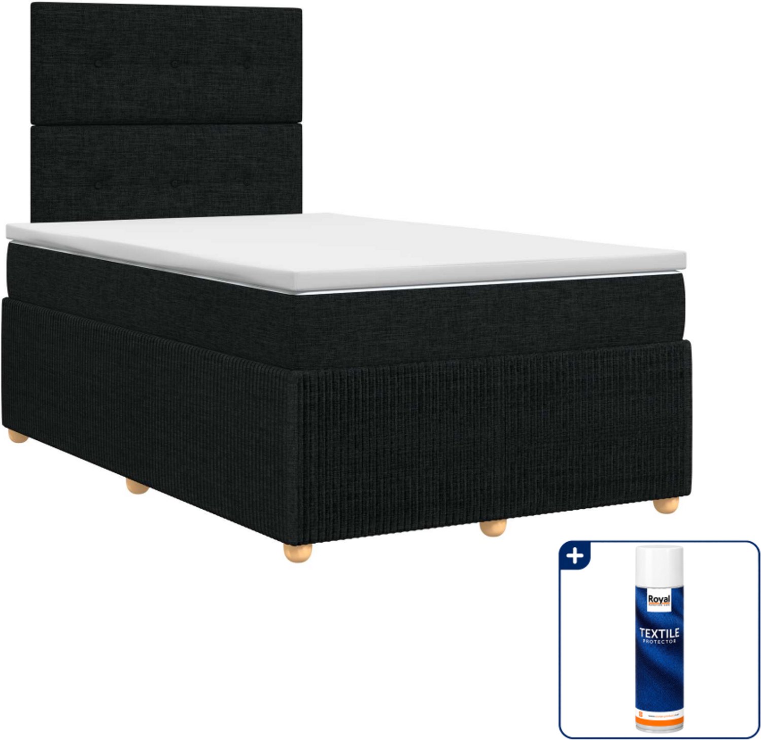 vidaXL boxspringbed - 120 x 200 cm - zwart - Inclusief textielbeschermer 500 ml