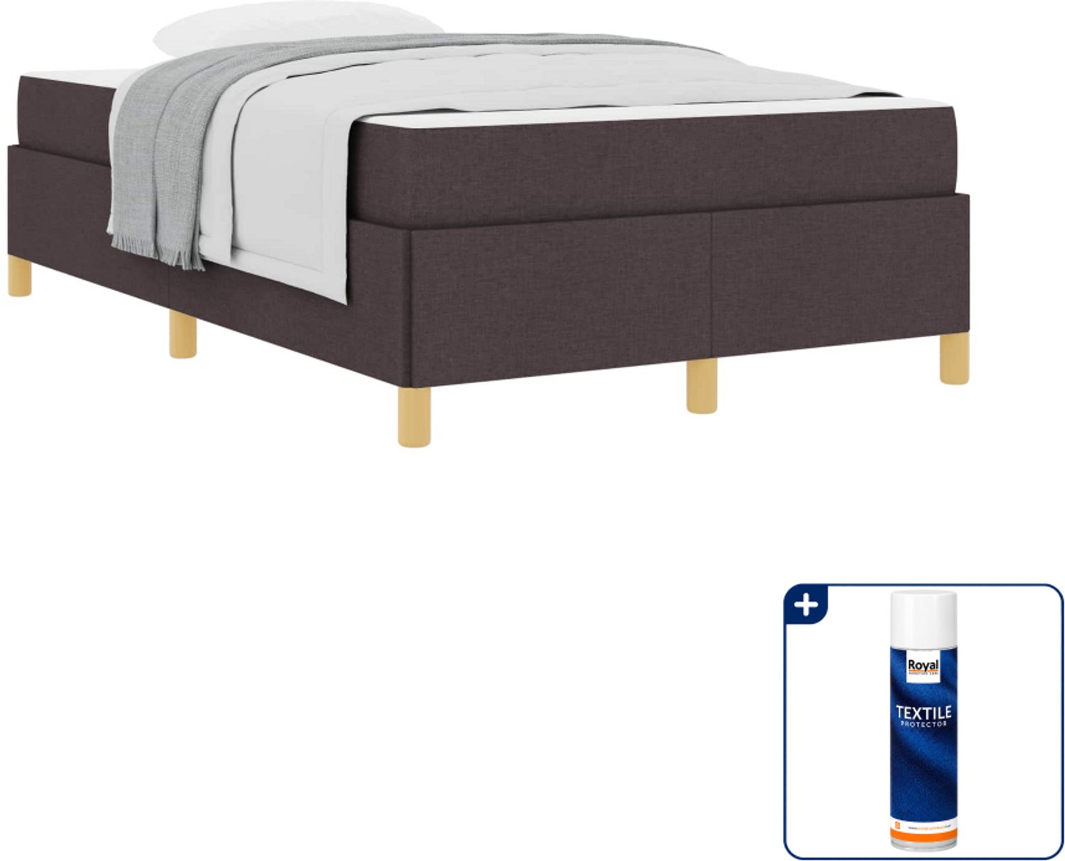 vidaXL bedframe - 120 x 190 cm - stof - donkerbruin - Inclusief textielbeschermer 500 ml Grijs