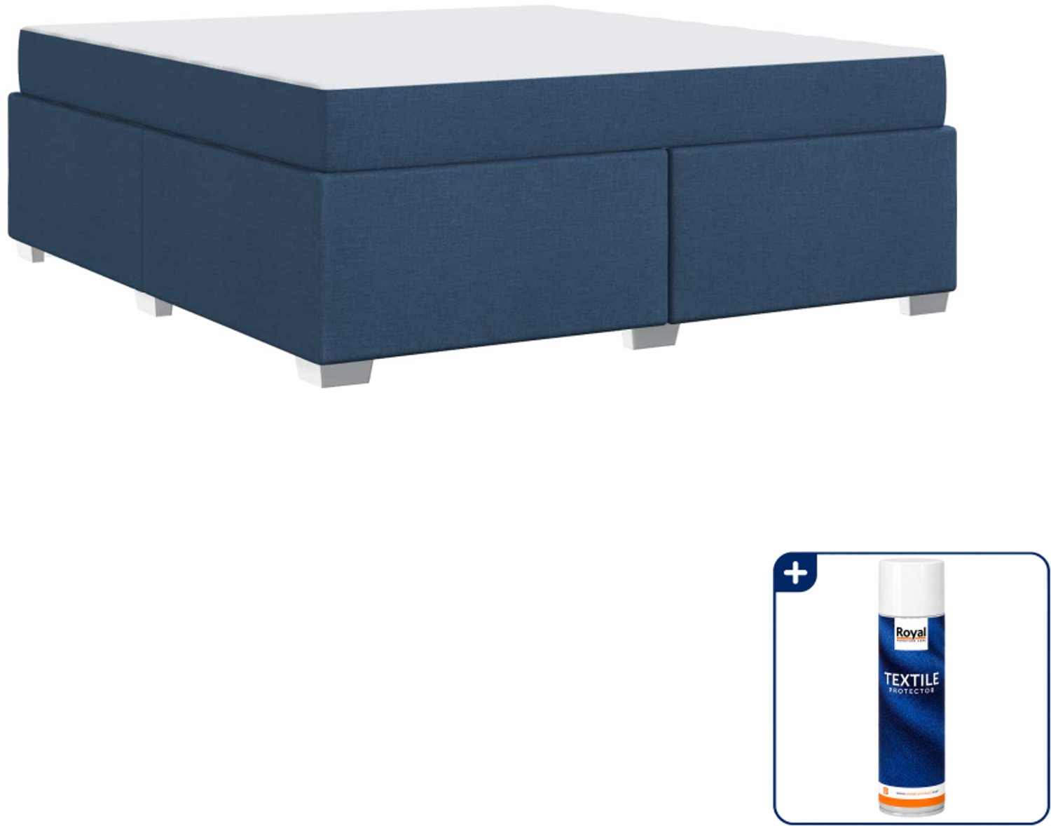 vidaXL Bed met matras - Kingsize - 180 x 200 cm - stof - blauw - Inclusief textielbeschermer 500 ml Grijs