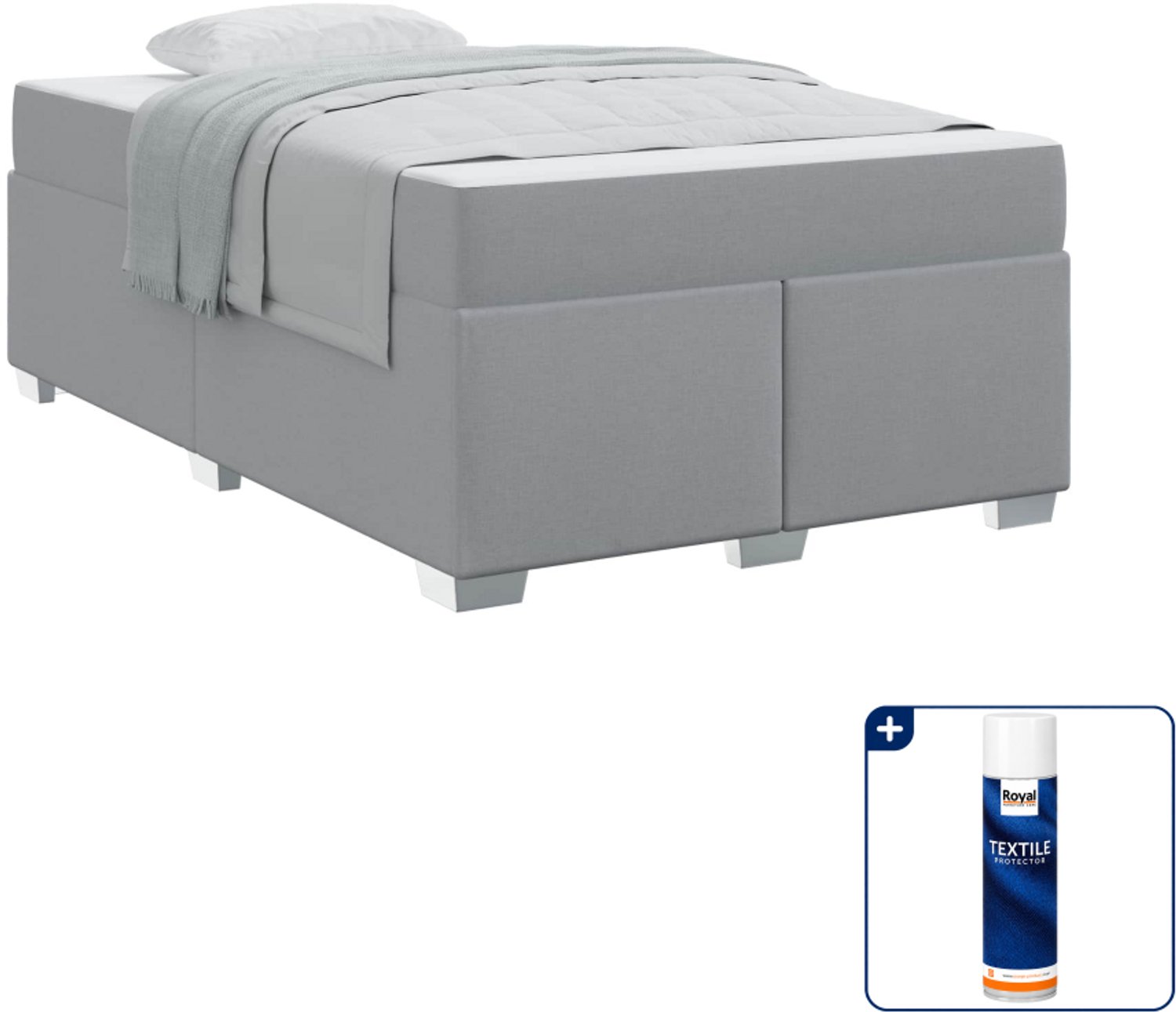 vidaXL bed met matras - 190 x 120 cm - stof - lichtgrijs - Inclusief textielbeschermer 500 ml Bruin