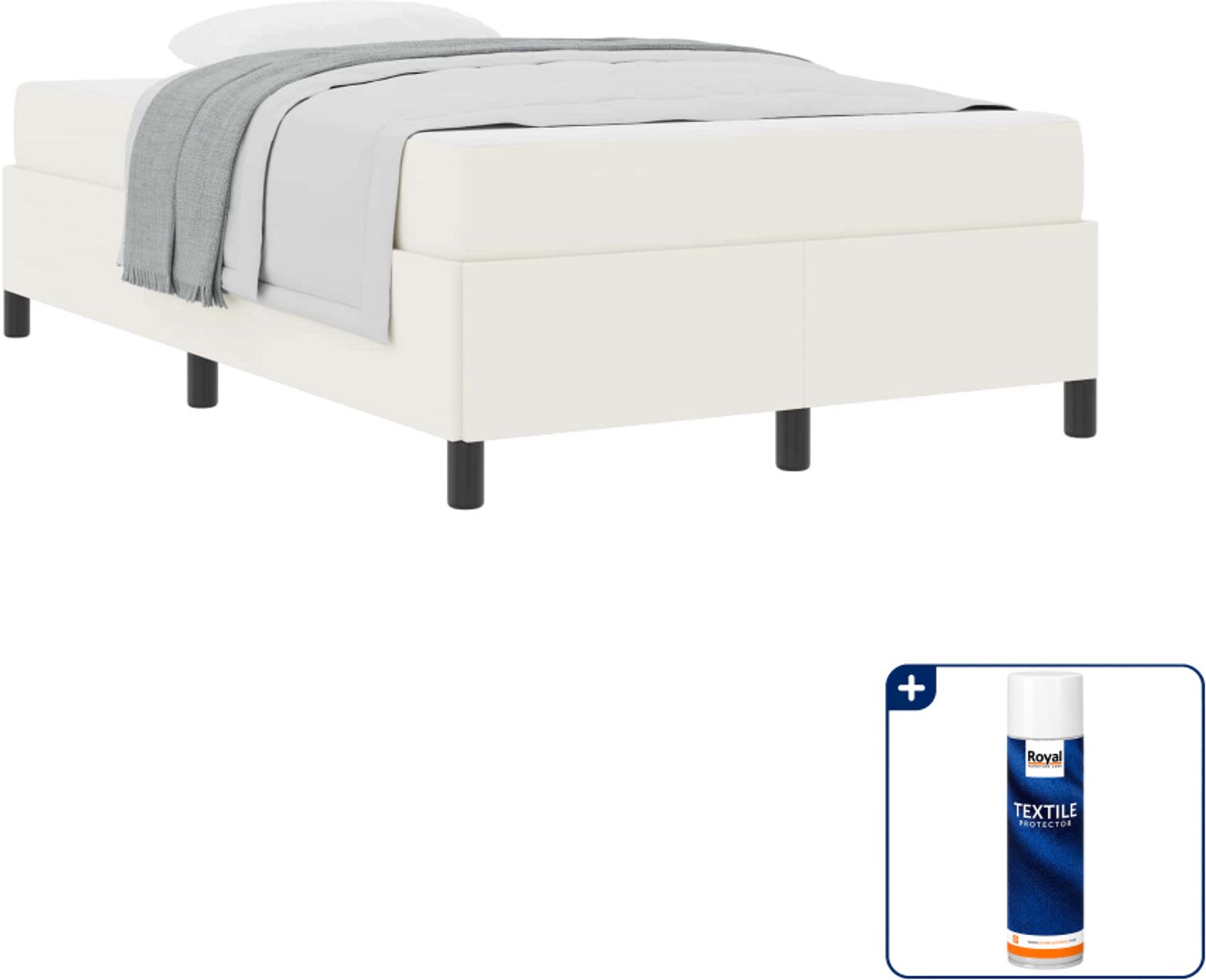 vidaXL bedframe met matras - 120 x 200 cm - stof - crème - Inclusief textielbeschermer 500 ml Bruin