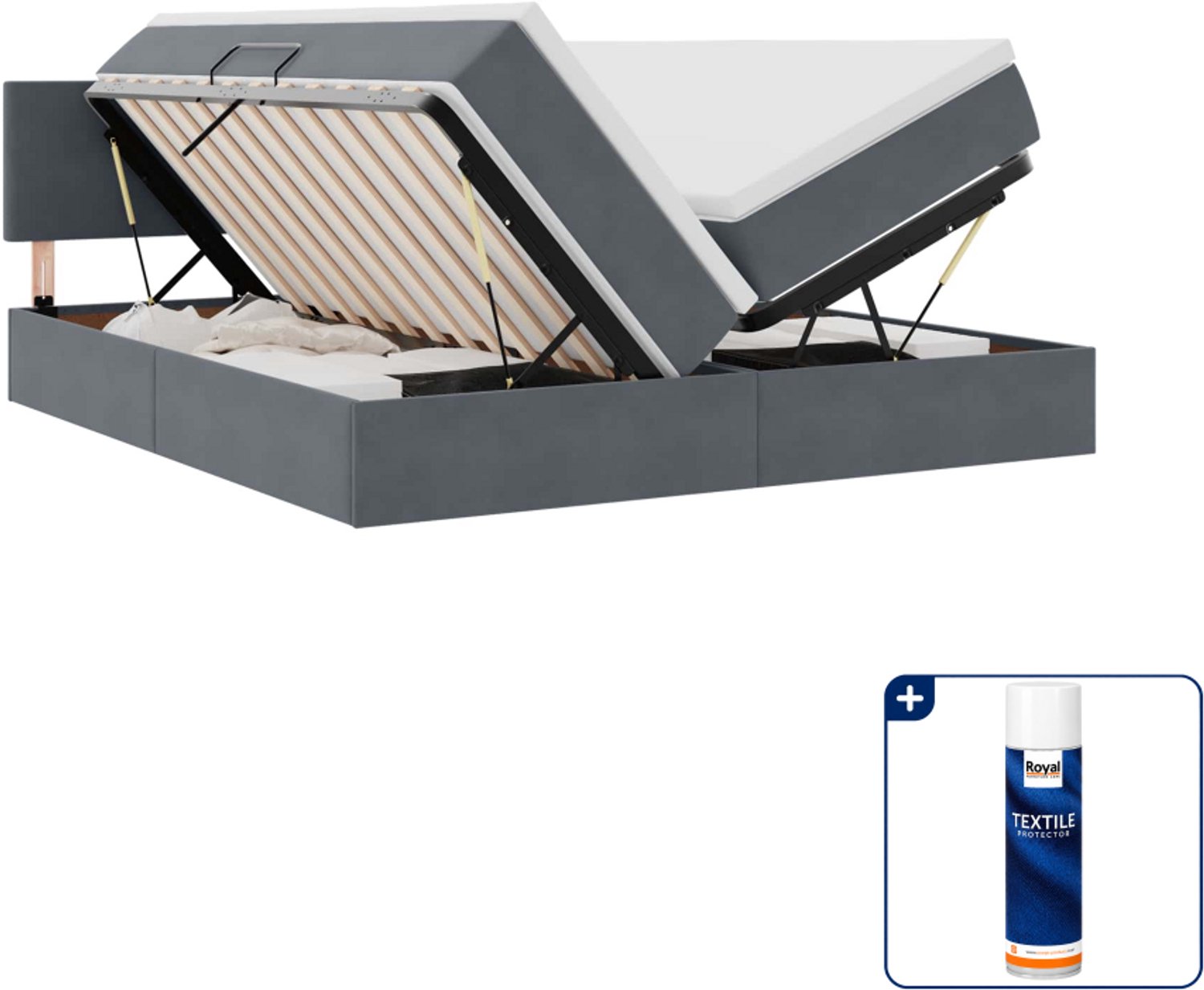 vidaXL 2-persoons bedset - 200 x 200 cm - fluweel - donkergrijs - Inclusief textielbeschermer 500 ml Zwart