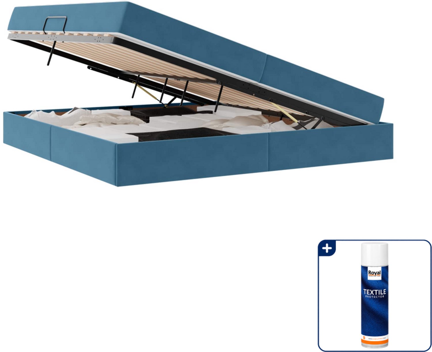 vidaXL opbergbed - 200 x 200 cm - fluweel - donkerblauw - Inclusief textielbeschermer 500 ml Grijs