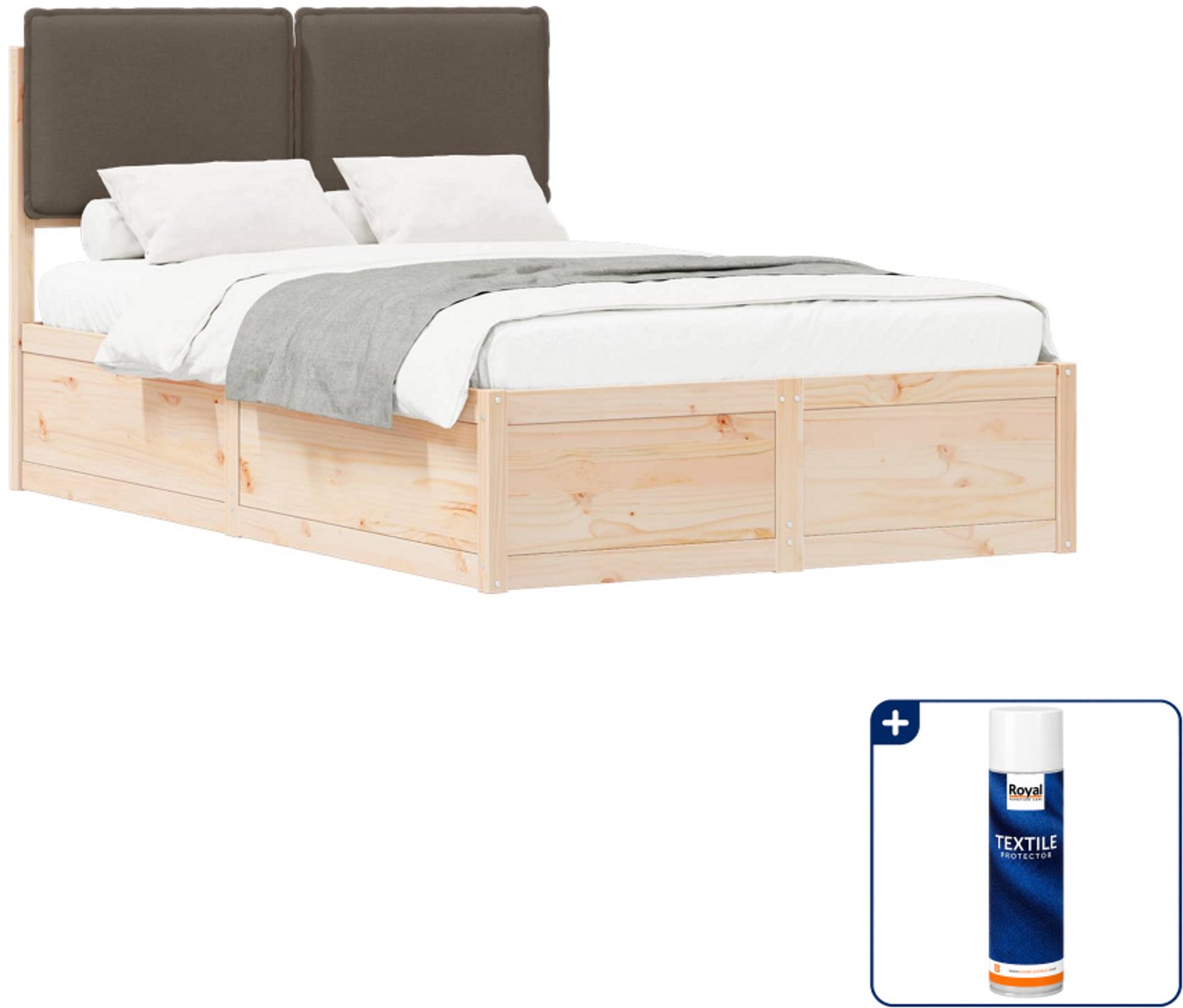 vidaXL bedframe - 120 x 190 cm - taupe - Inclusief textielbeschermer 500 ml Grijs