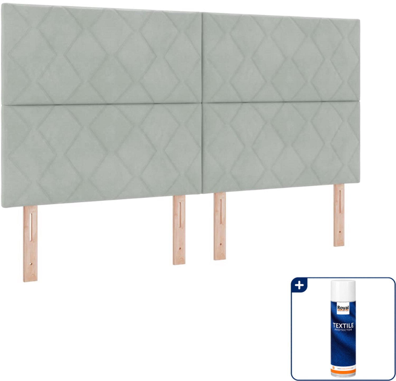 vidaXL Kingsize boxspring - 180 x 200 cm - lichtgrijs - Inclusief textielbeschermer 500 ml