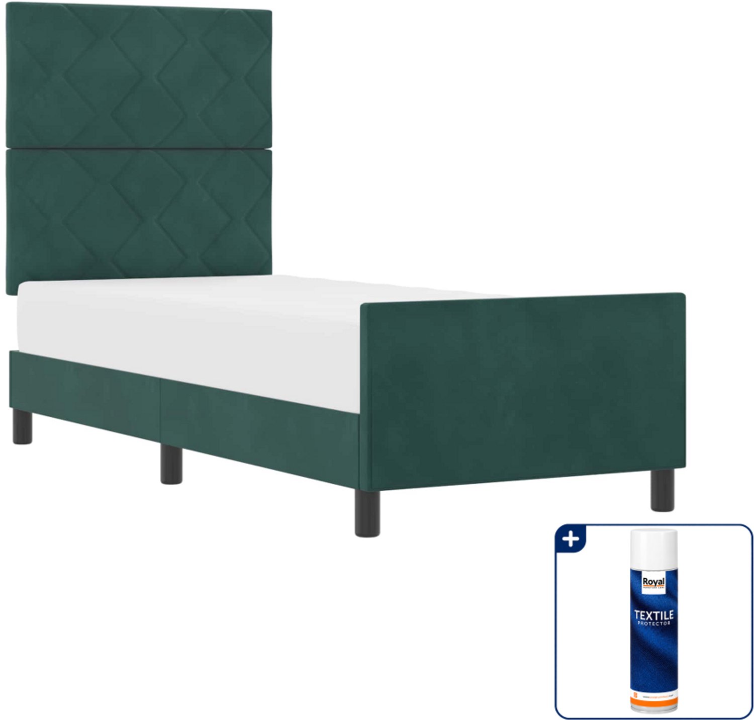 vidaXL boxspringbed - 80 x 200 cm - donkergroen - Inclusief textielbeschermer 500 ml Blauw
