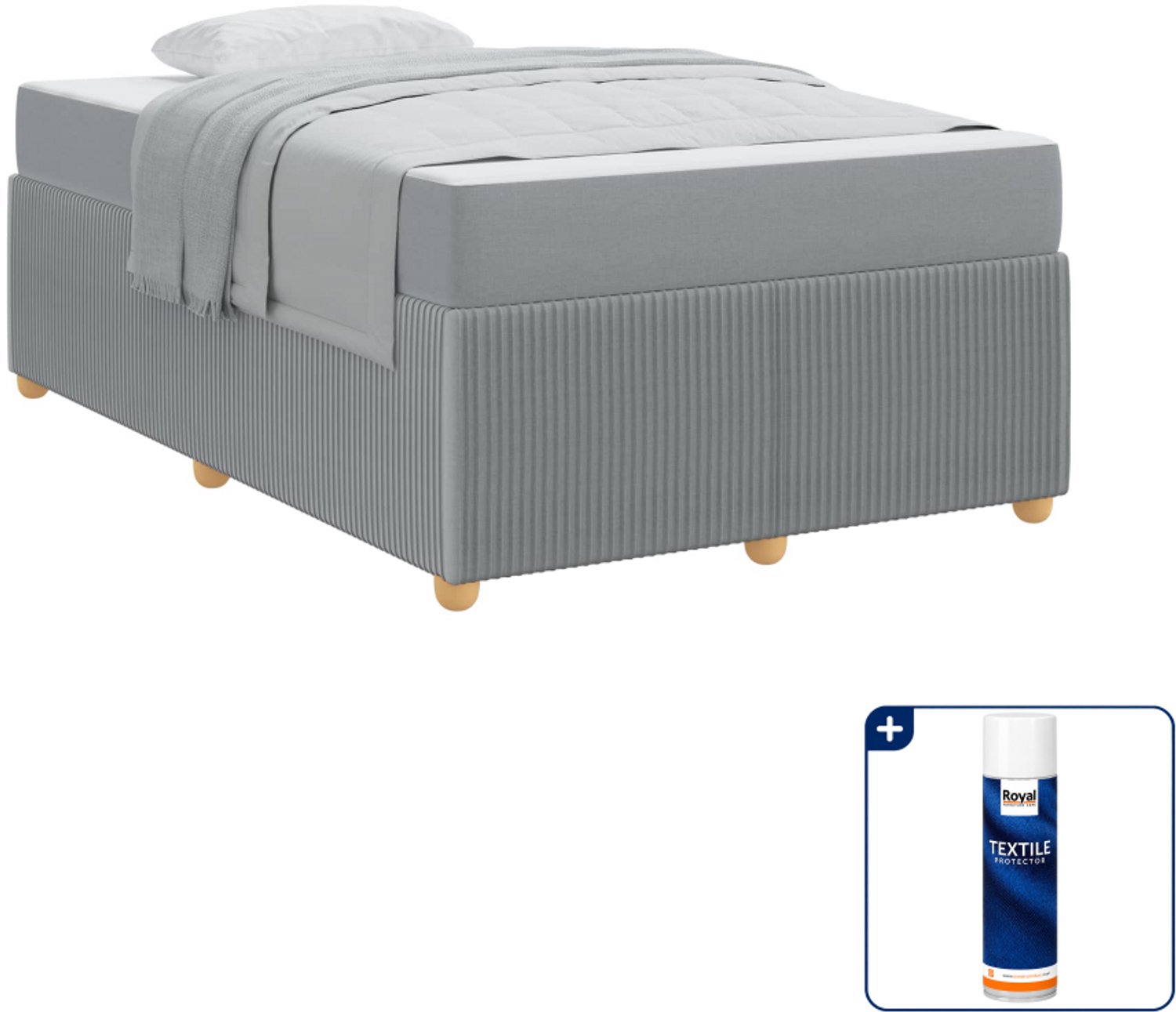 vidaXL bedframe - 120 x 190 cm - bewerkt hout - lichtgrijs - Inclusief textielbeschermer 500 ml Groen