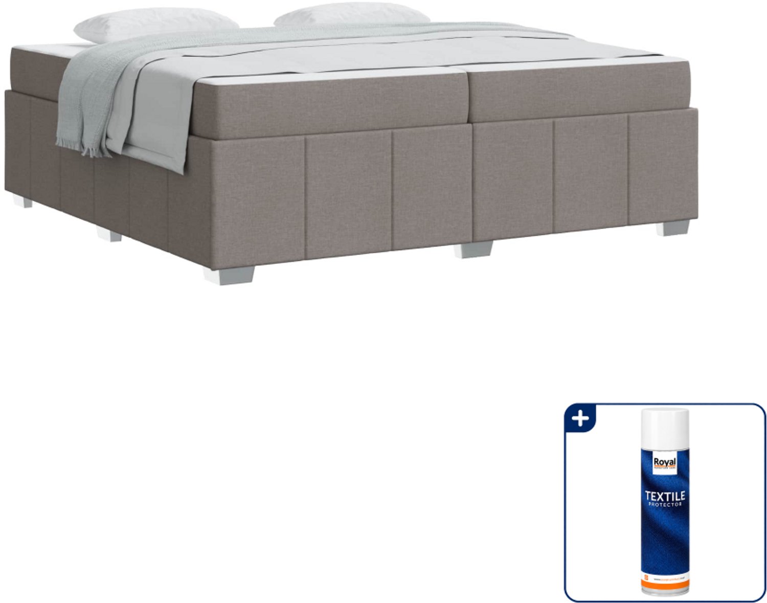 vidaXL boxspring - 200 x 200 cm - stof - taupe - Inclusief textielbeschermer 500 ml Blauw