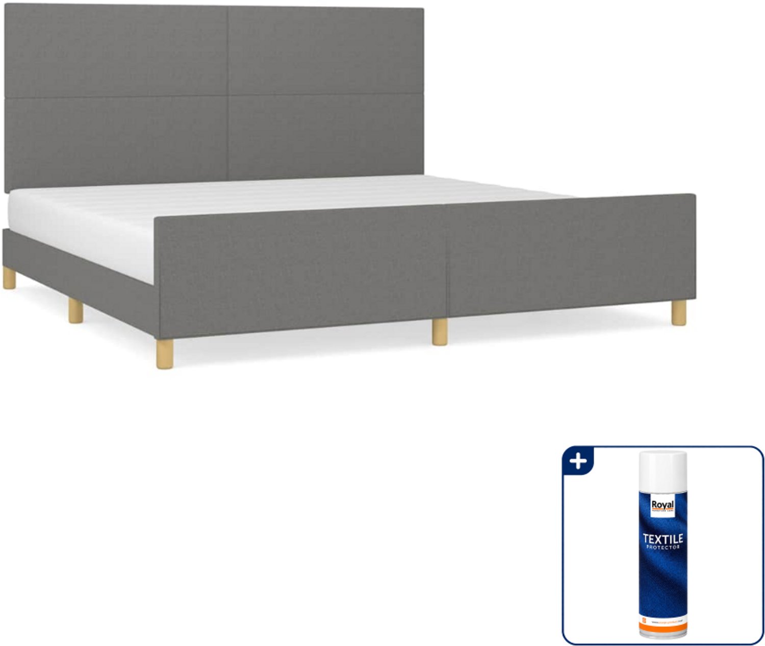 vidaXL bedframe - 200 x 200 cm - stof - donkergrijs - Inclusief textielbeschermer 500 ml Groen