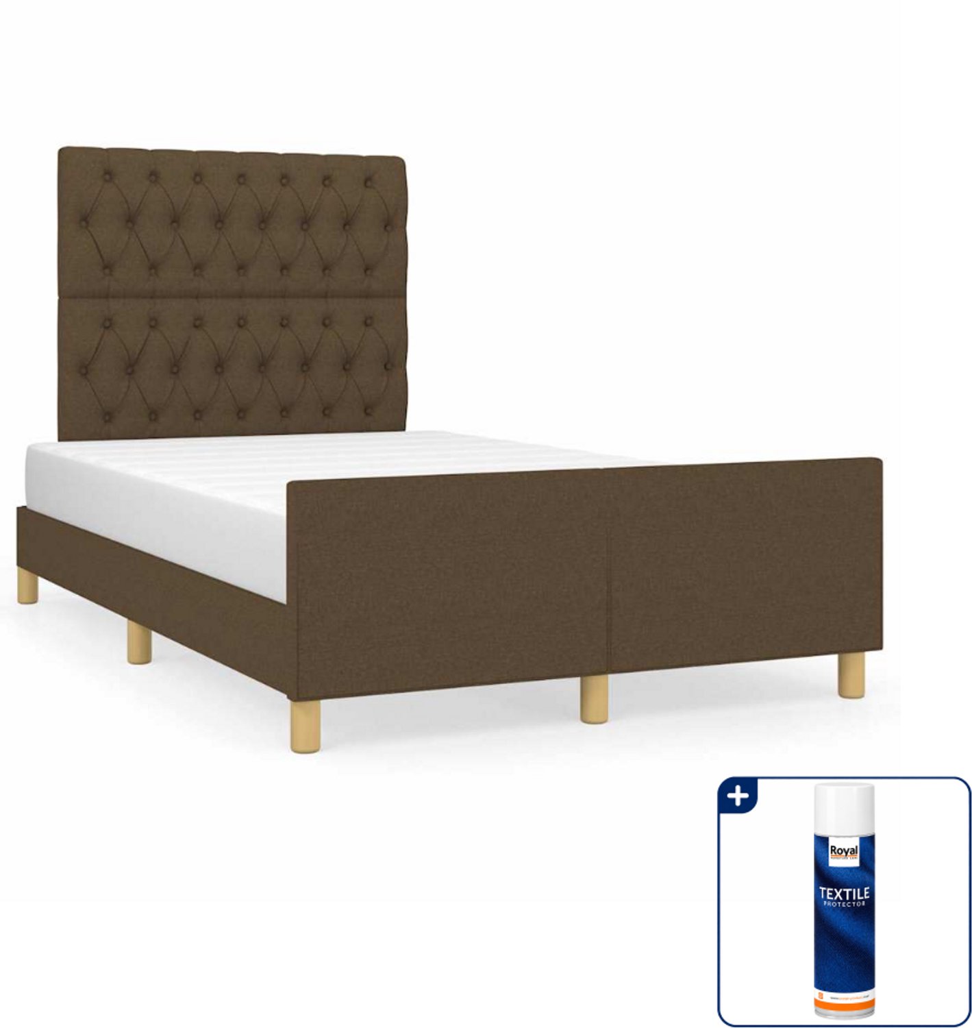 vidaXL bedframe 120 x 200 cm - stof - donkerbruin - Inclusief textielbeschermer 500 ml