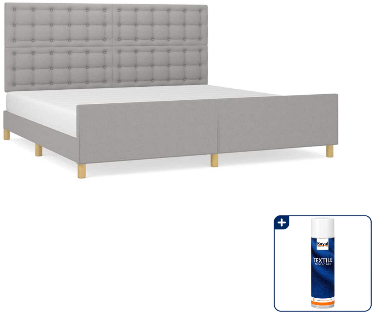 vidaXL Bedframe - 200 x 200 cm - stof - lichtgrijs - Inclusief textielbeschermer 500 ml
