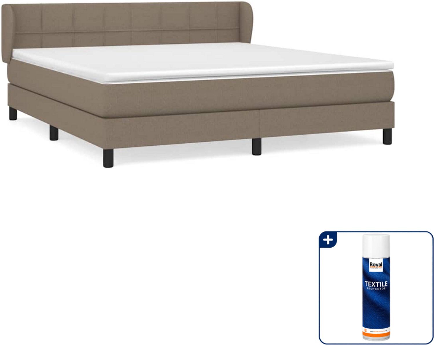 vidaXL Boxspring - Queensize - 160 x 200 cm - taupe - Inclusief textielbeschermer 500 ml