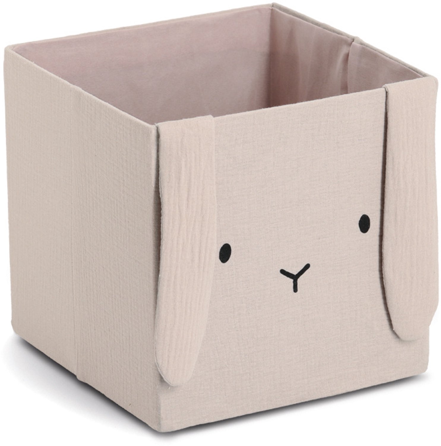 ZELLER - Muslin speelgoedcontainer COZY KIDS met oren, 28 x 28 x 28 cm - beige