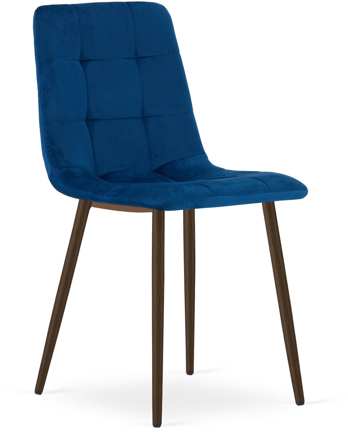LEOBERT KARA Eetkamerstoel – Marineblauw Velvet – Walnootkleurige Houten Poten – Comfortabele Ergonomische Zitting – Modern Design – Velvet Stoel voor Woonkamer, Keuken en Eetkamer – Max. 110 kg