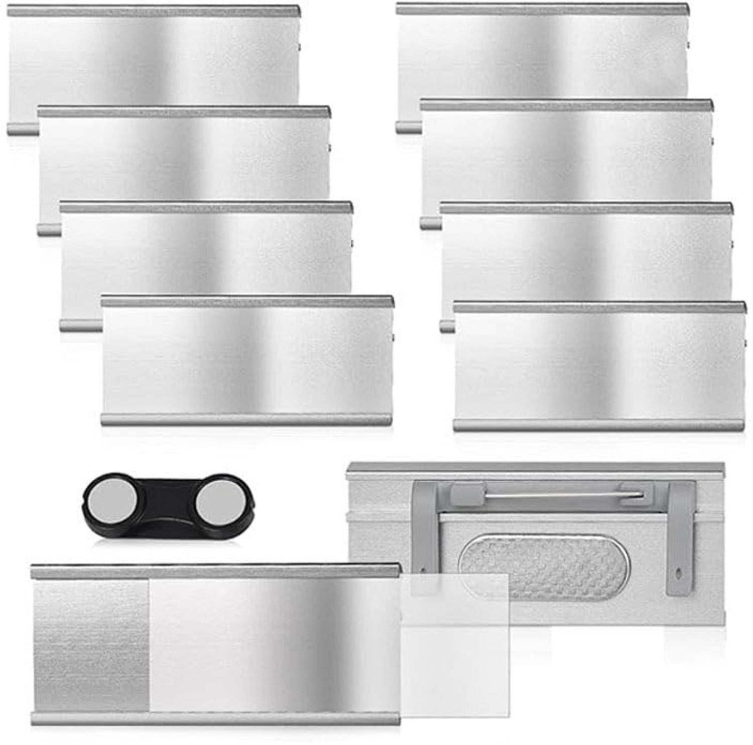 Naambordjes 72 x 31 mm - aluminium - 20 stuks - herbruikbare naamlabels met sterke magneten - m-winkel