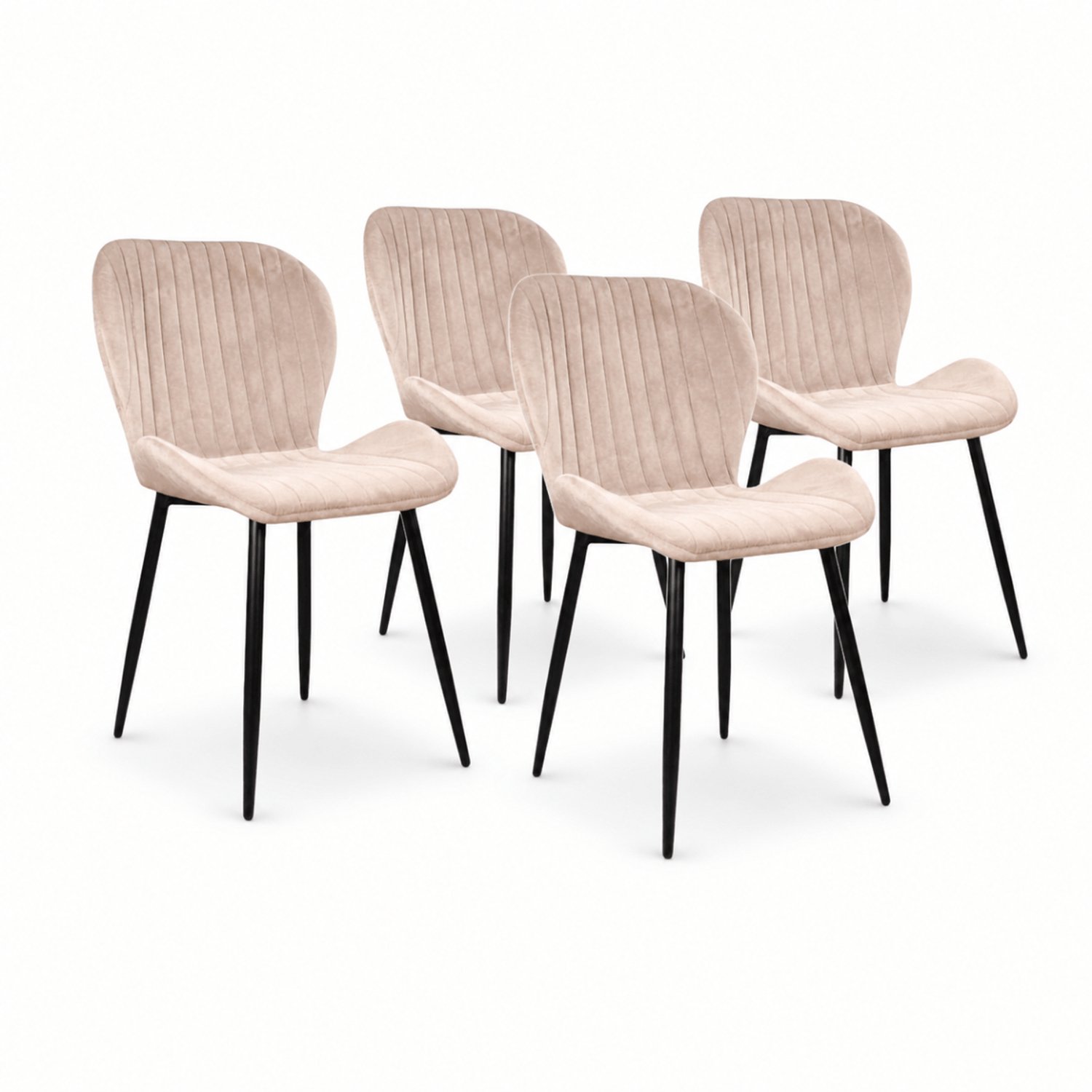 DS4U - - Giulia eetkamerstoel - Set van 4 - Champagne - Velvet - Zwart metalen poten