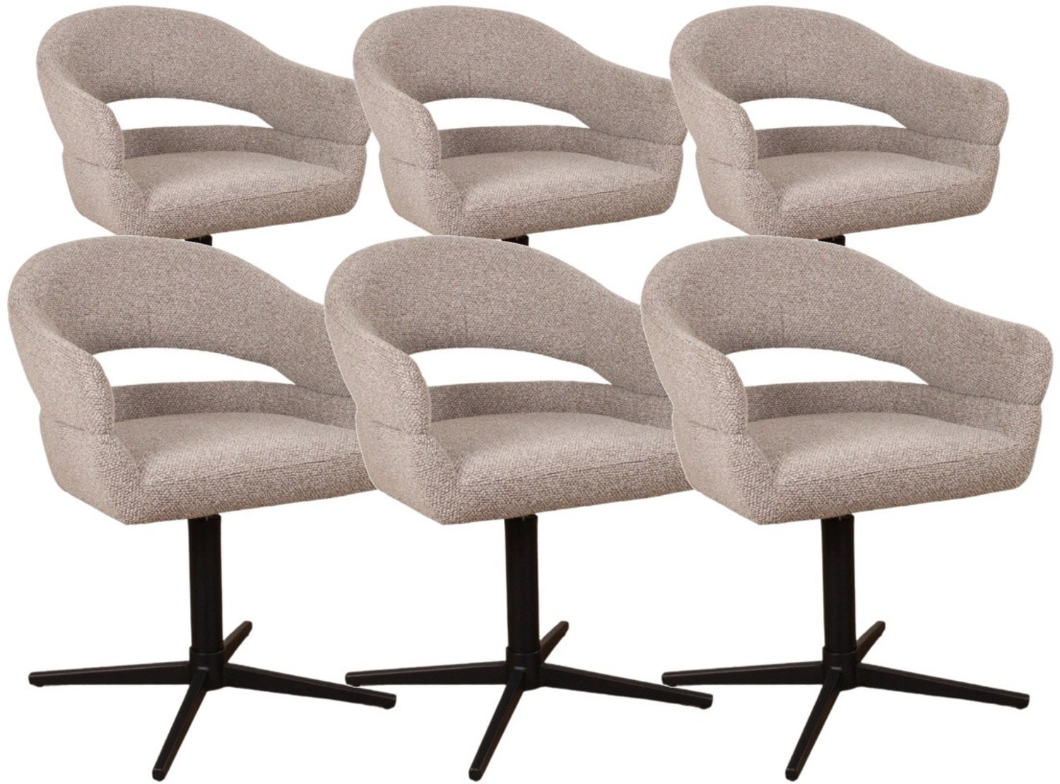 DS4U - - Mila armstoel met terugdraaifunctie - Set van 6 - Taupe - Stof