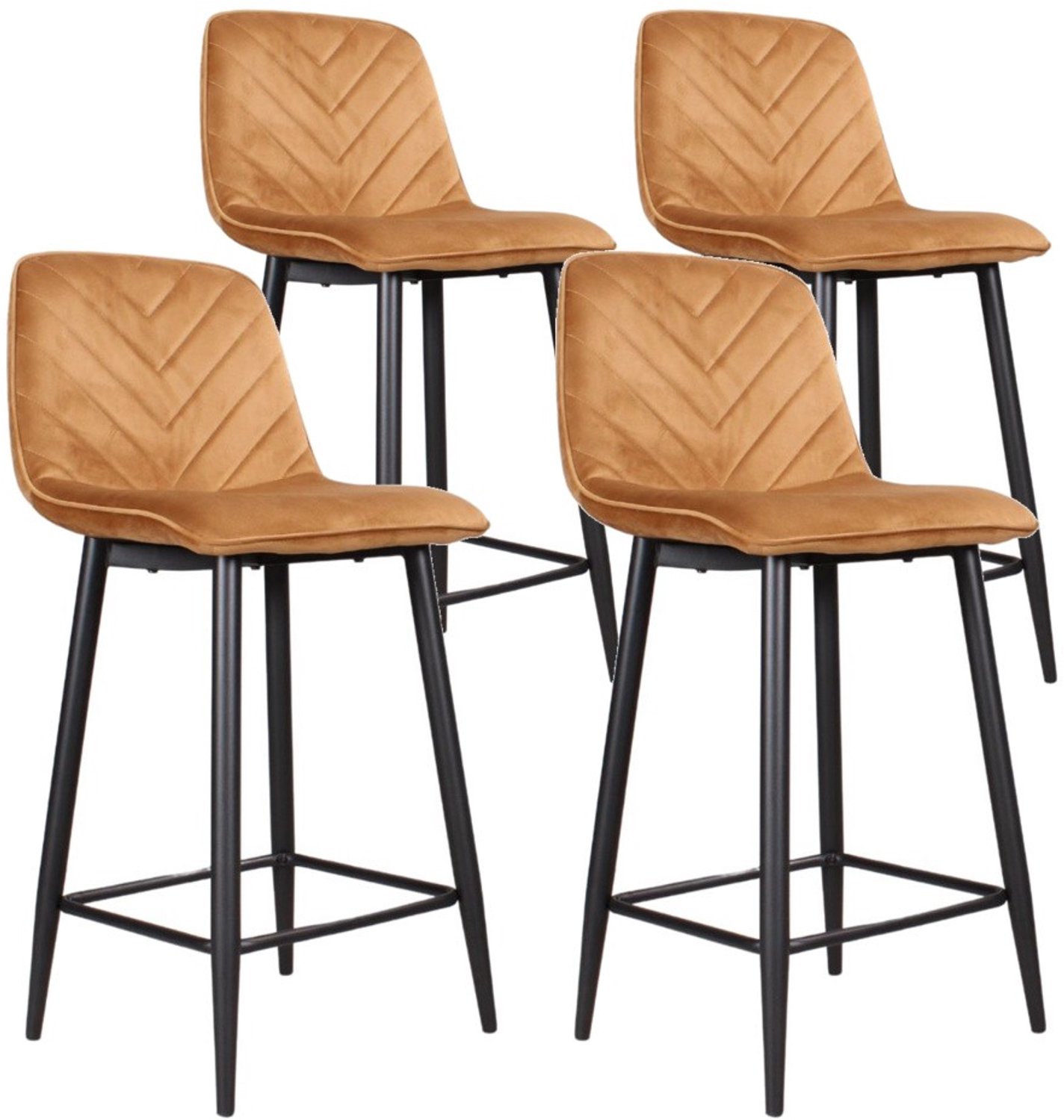 DS4U - - Gaby barkruk 65 cm - Set van 4 - Goud - Velvet