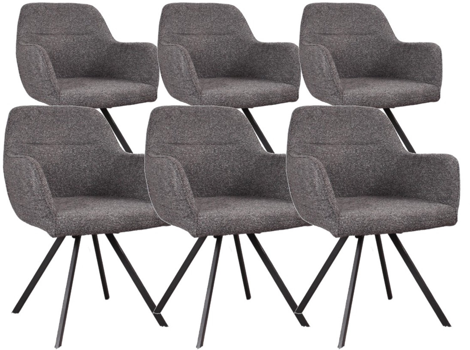 DS4U - - Mats draaibare eetkamerstoel - Set van 6 - Donkergrijs - Stof - Met armleuning