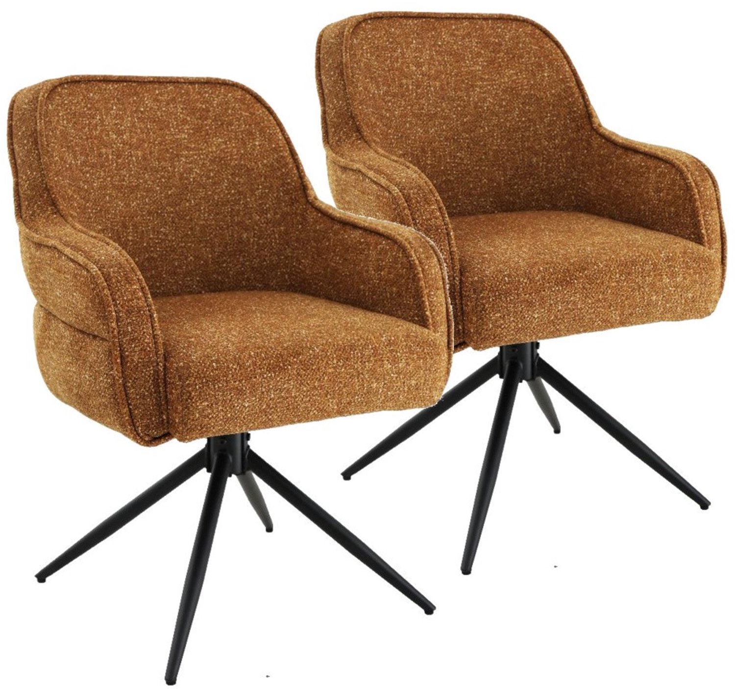 DS4U - - Loisa armstoel met terugdraaifunctie - Set van 2 - Mosterdgeel - Stof