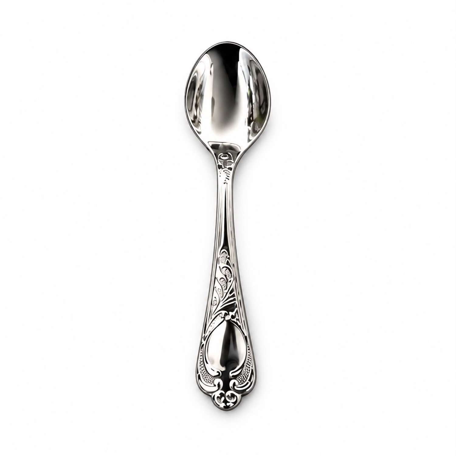 Kochmann Theelepels 6-Persoons – Set van 6 RVS Theelepels – Hoogglans Afwerking – Sierlijk Reliëfdesign – Vaatwasserbestendig – Zilverkleurige Kleine Lepels voor Thee Koffie Dessert & Dagelijks Gebruik - Klassiek Design - Klassiek Theelepel Aesthetic