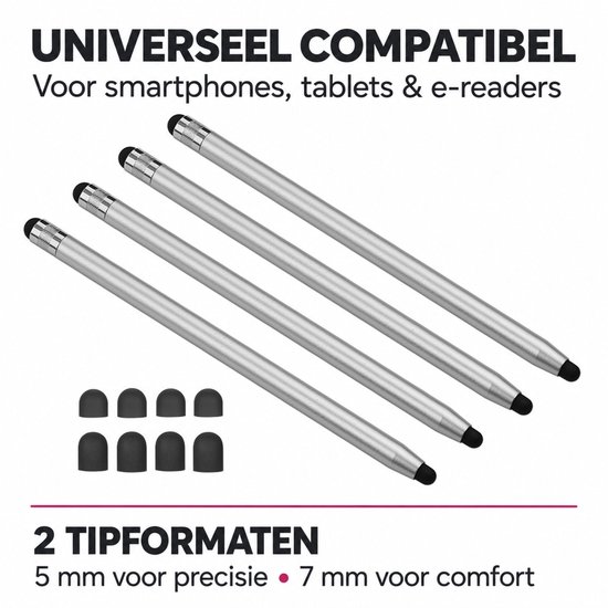 Casety 4 stuks stylus touchscreen pennetjes - Zilver — afbeelding 5