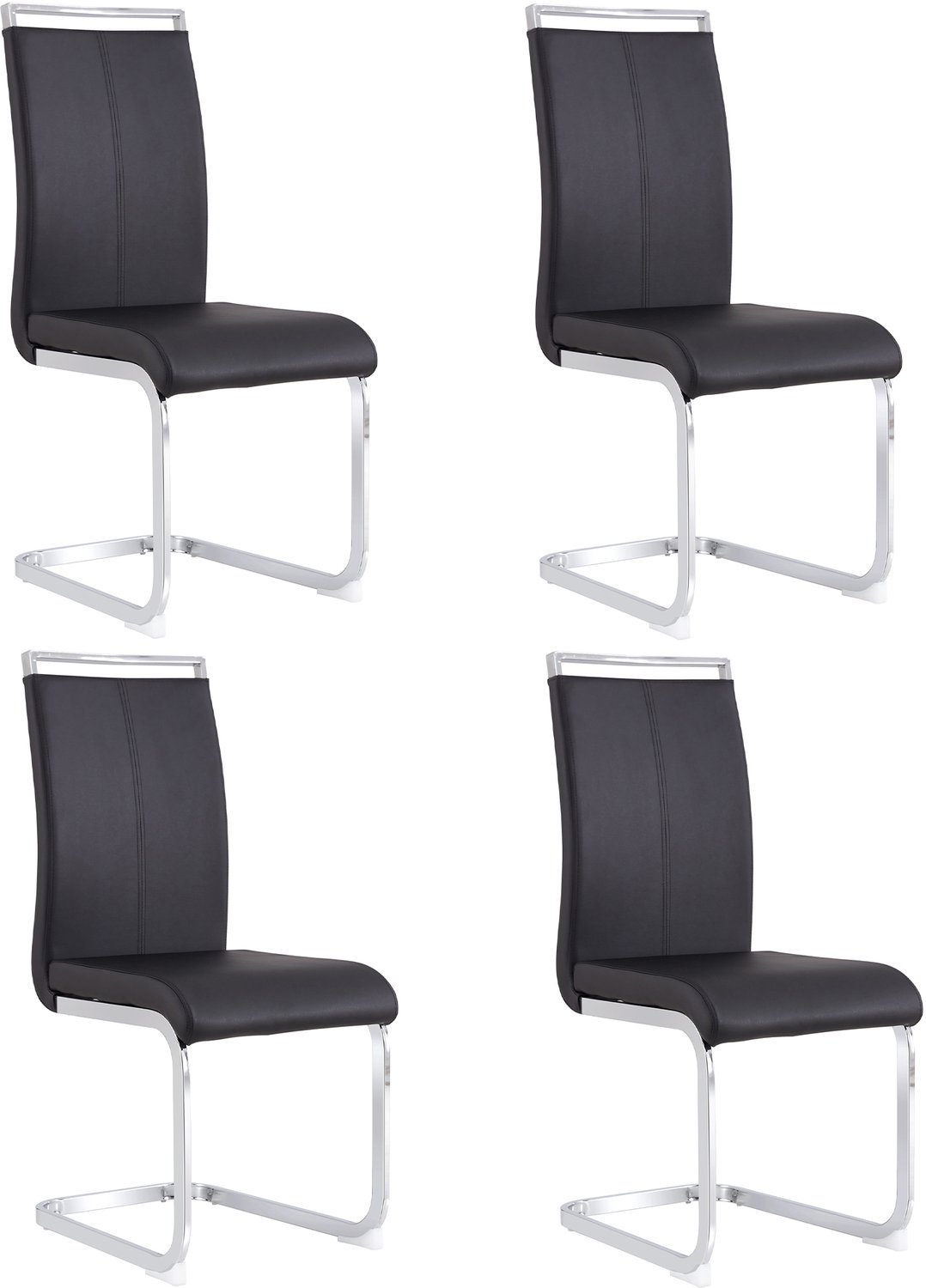 CHICFURN Eetkamerstoel - Freischwinger - Gepolsterd - Zwart