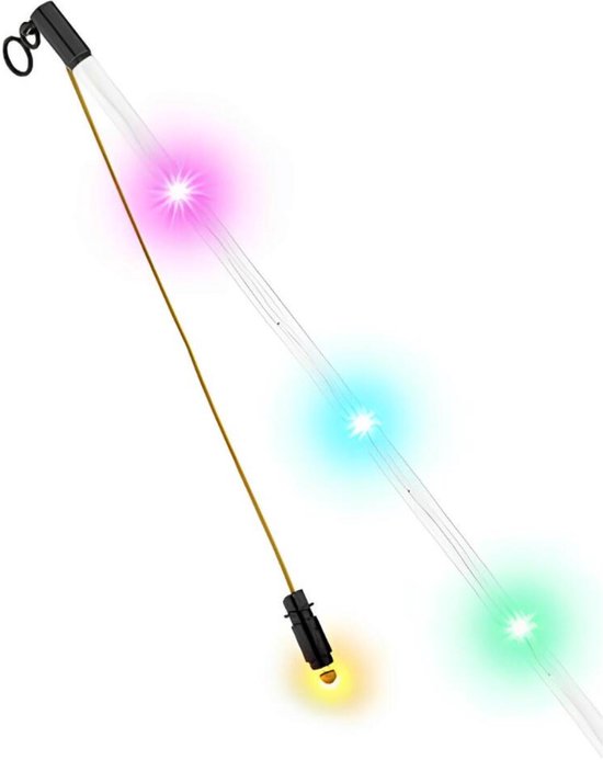 Cepewa Lampionstokje - 3x - met 4 LED lichtjes - excl. batterijen - 50 cm - zwart — afbeelding 2