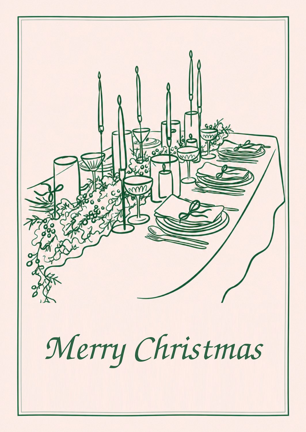 Kerstkaart Merry Christmas met feestelijke kersttafel – A6