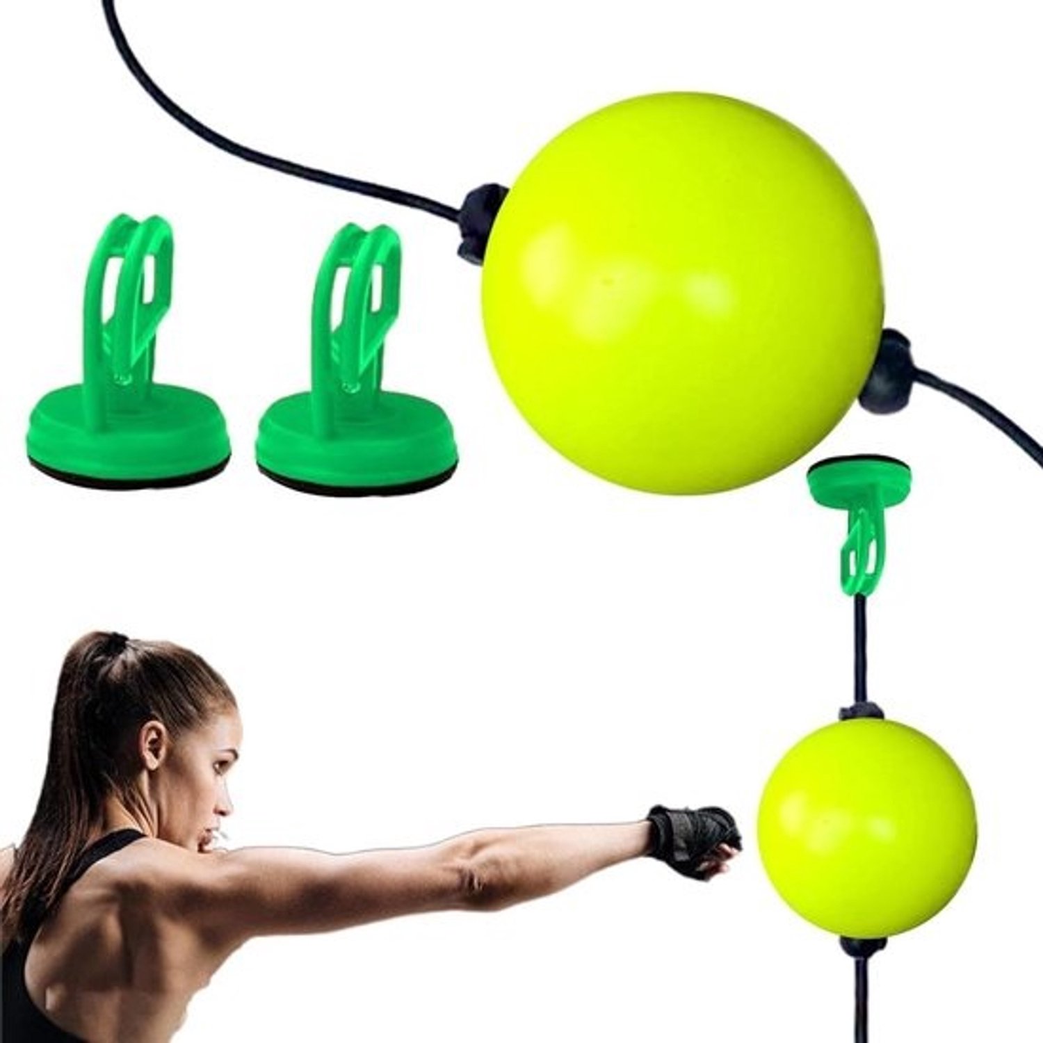 Bokstrainingssysteem - Reactiebal - Coördinatie trainen - Dubbele zuignapbevestiging - 25 cm - Pak