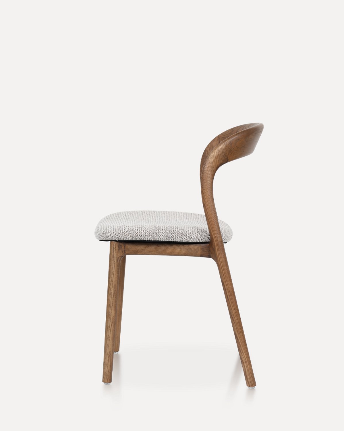DESMIU Eetkamerstoel - Set Van 2 - Gebogen Rugleuning En Gepolsterde Zitting - Voor Eetkamer En Woonkamer - Hout - Walnootkleurig En Gebroken Wit