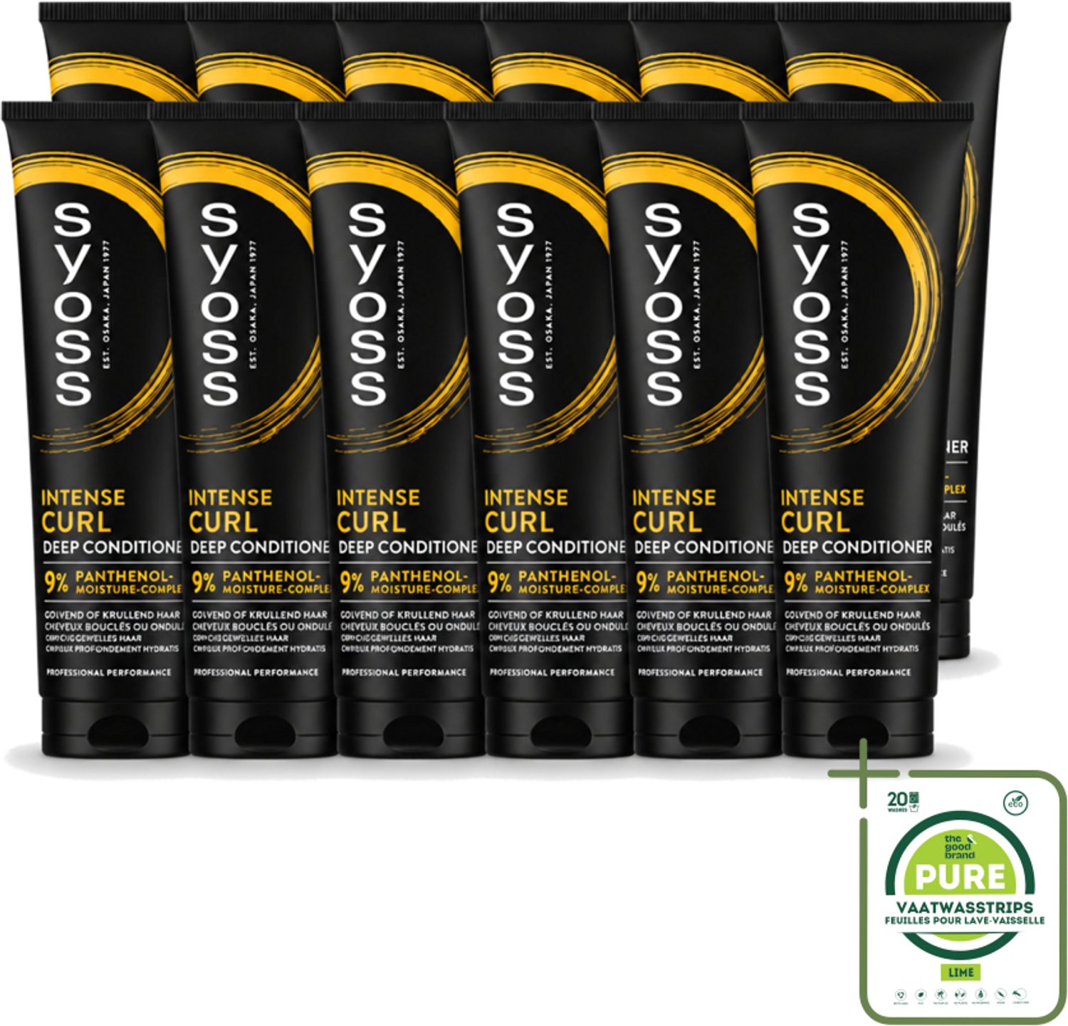 12 x Syoss - Intense Curls - Deep Conditioner - Elastische Krullen - 250 ml - Grootverpakking - Vaatwasstrips - Krullen Verzorging - Kruldefinitie - Elastische Krullen - Hydraatatie - Haar Verzorging