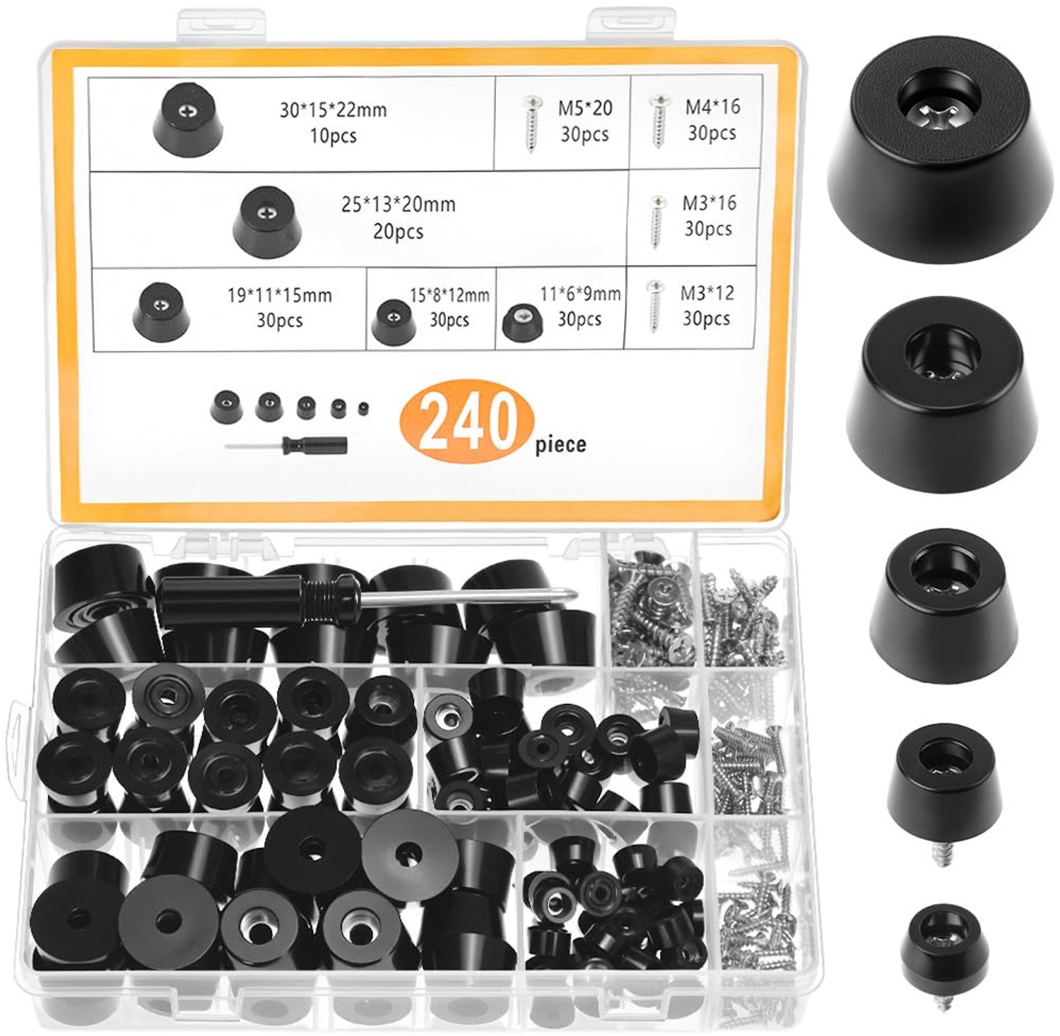 Set van 240 Antislip Rubber Voetjes voor Meubels