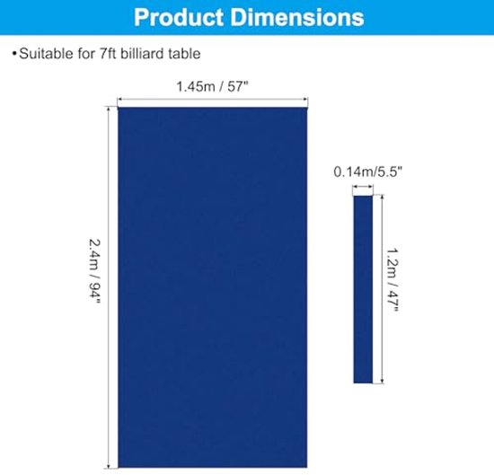 Professionele Biljartdoek 2.1m met 6 Strips in Blauw — afbeelding 3
