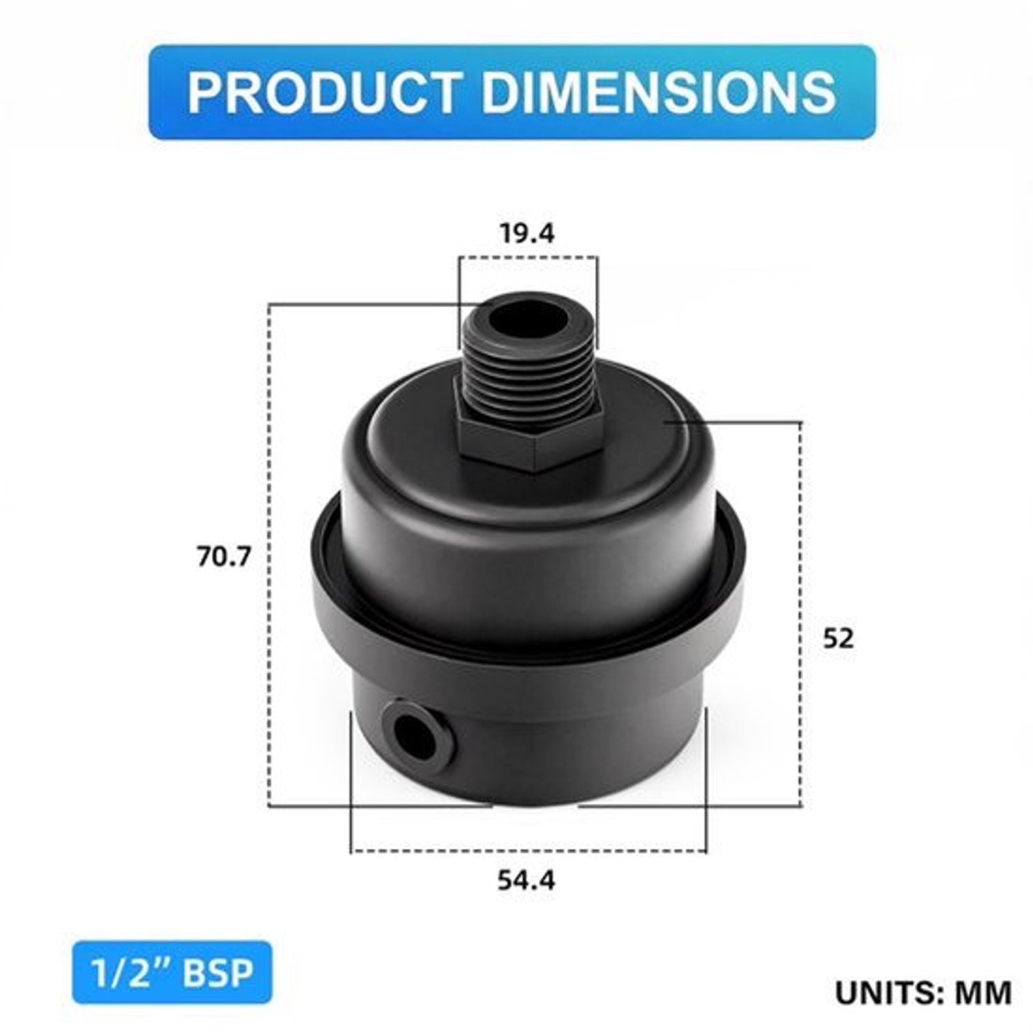 5PCS 1/2" BSP Mannelijke Draad Plastic Luchtcompressor Demper, Geïntegreerde Geluidsreductie en Luchtfilter Demper Vervanging voor Luchtpomp en Pneumatische Apparatuur