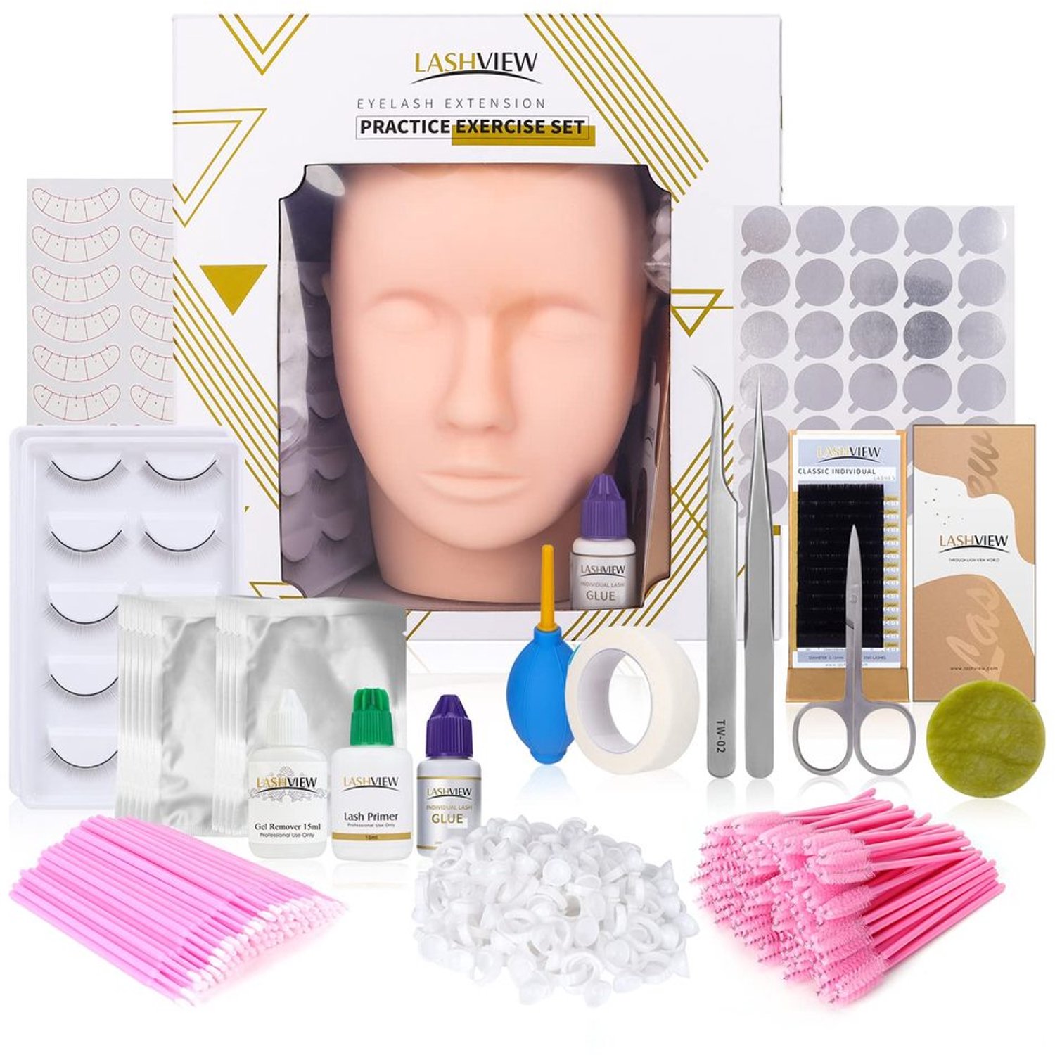 Wimperextensions Set met Mannequin Hoofd voor Training