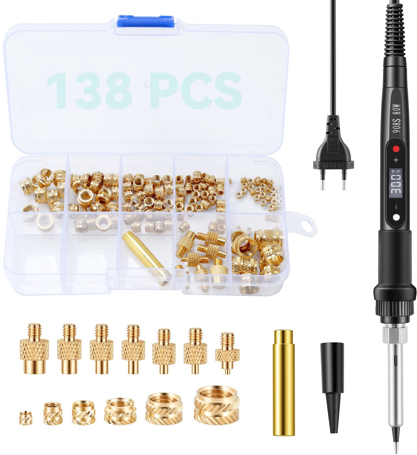 Soldering Iron met Instelbare Temperatuur en 138 Draad Inserts