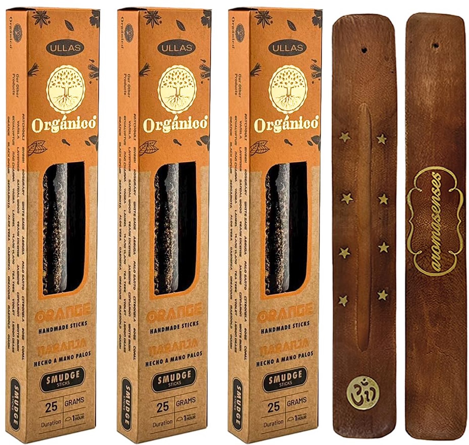 Biologische Wierook Set Ullas Orange met Houder - 100% Natuurlijk