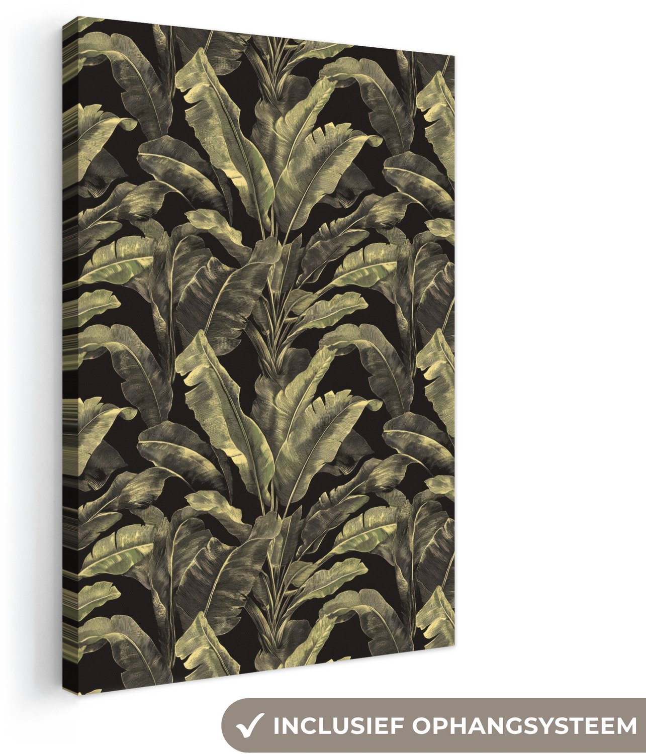 Canvas schilderij 20x30 cm - Exclusieve wanddecoratie Botanisch - Bladeren - Groen - Muurdecoratie woonkamer - Slaapkamer decoratie - Kamer accessoires - Schilderijen op canvas